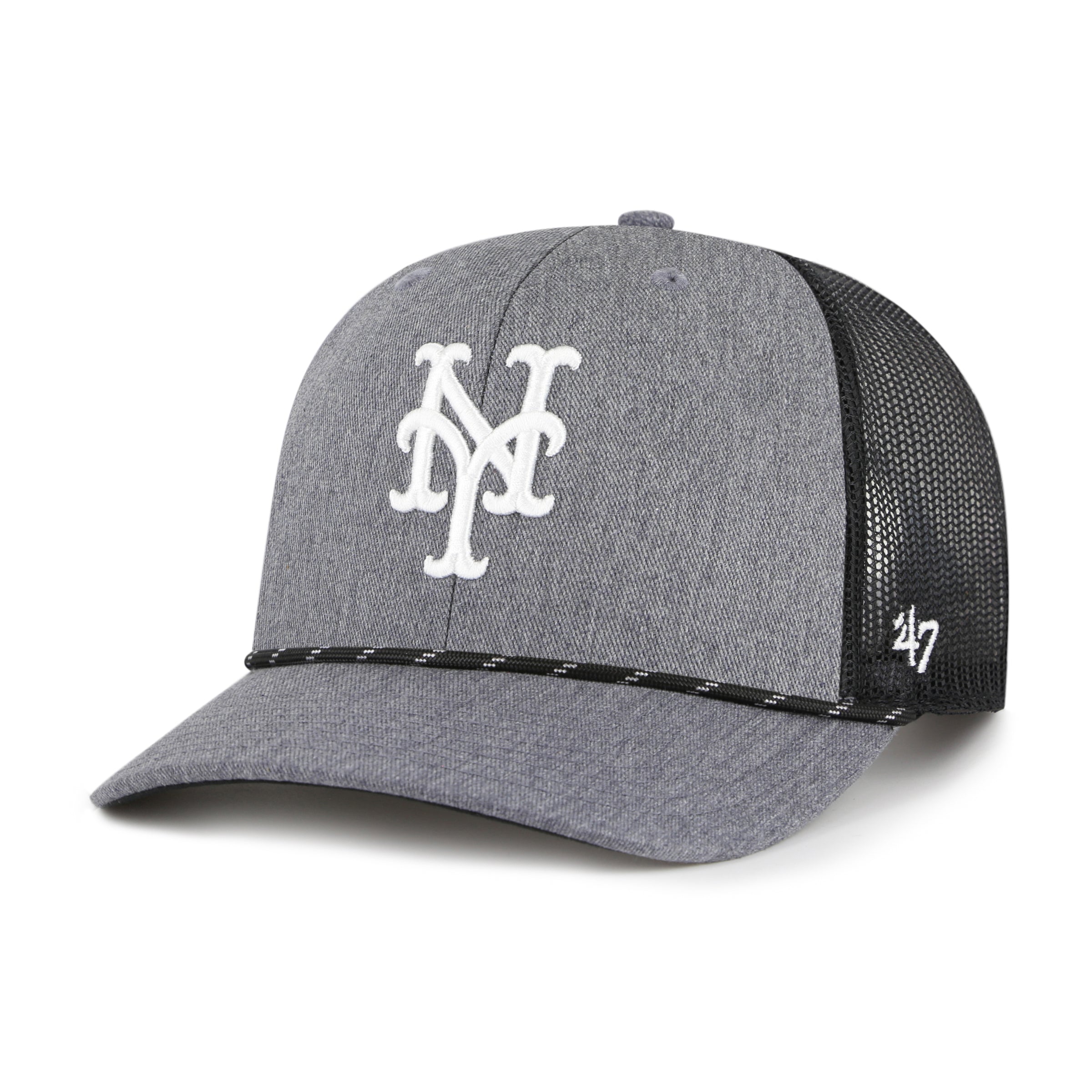 NEW YORK METS CARBON ROPE '47 TRUCKER CHARCOAL