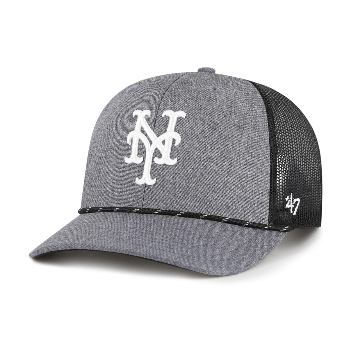 NEW YORK METS CARBON ROPE '47 TRUCKER CHARCOAL