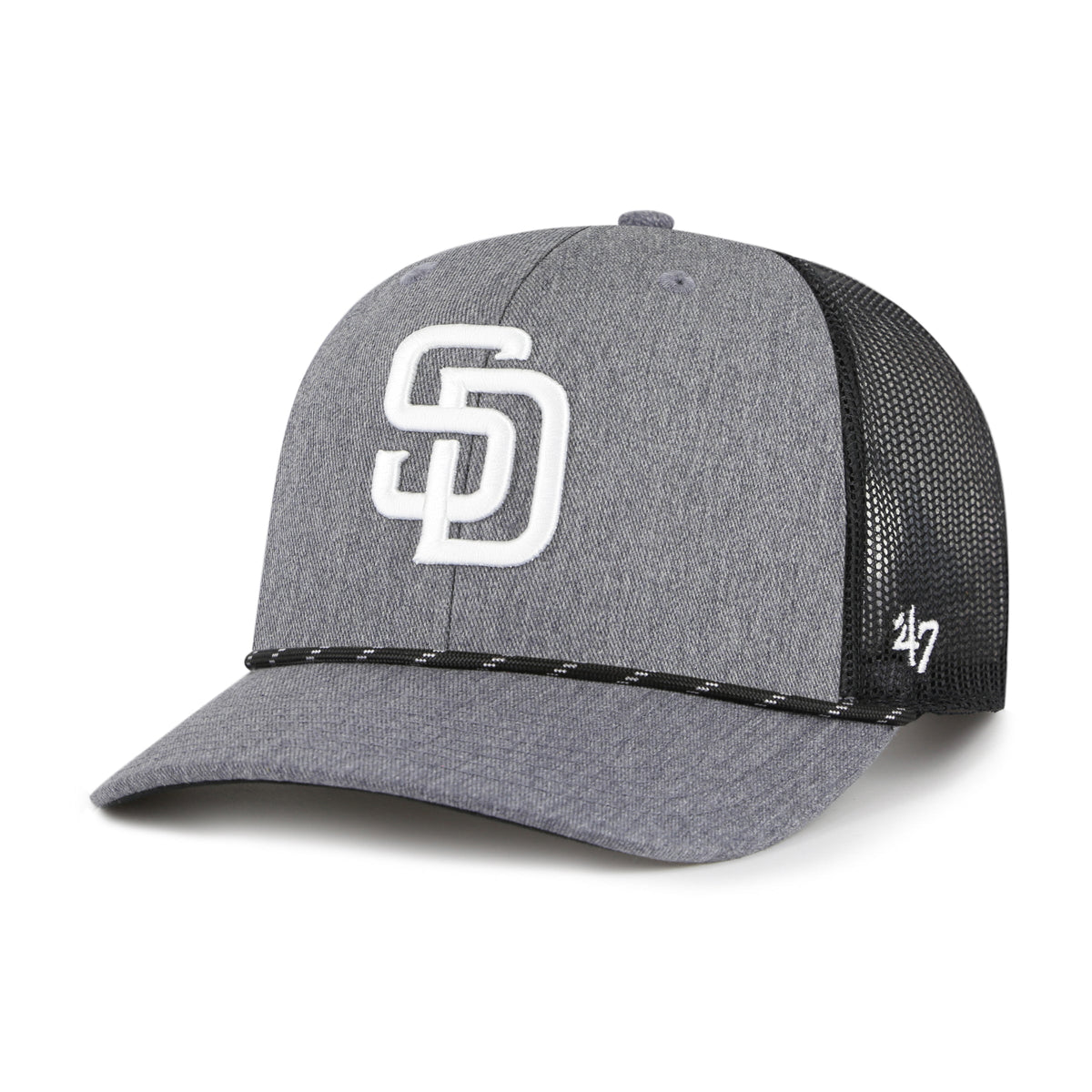 SAN DIEGO PADRES CARBON ROPE '47 TRUCKER CHARCOAL