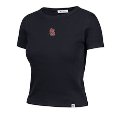 ST. LOUIS CARDINALS MICRO EMB '47 BABY RIB TEE WOMENS NAVY
