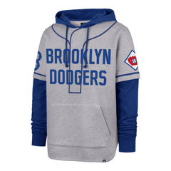 LOS ANGELES DODGERS COOPERSTOWN GAME FELT FIFTIES '47 SHORTSTOP PULLLOVER HOOD FOSSIL GREY