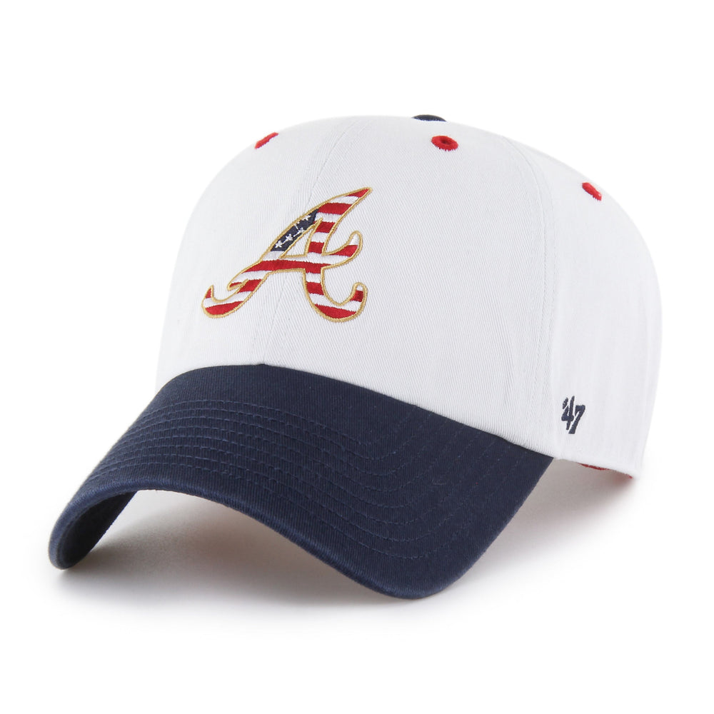 ATLANTA BRAVES PATRIOTIC FLAG FILL '47 CLEANUP WHITE