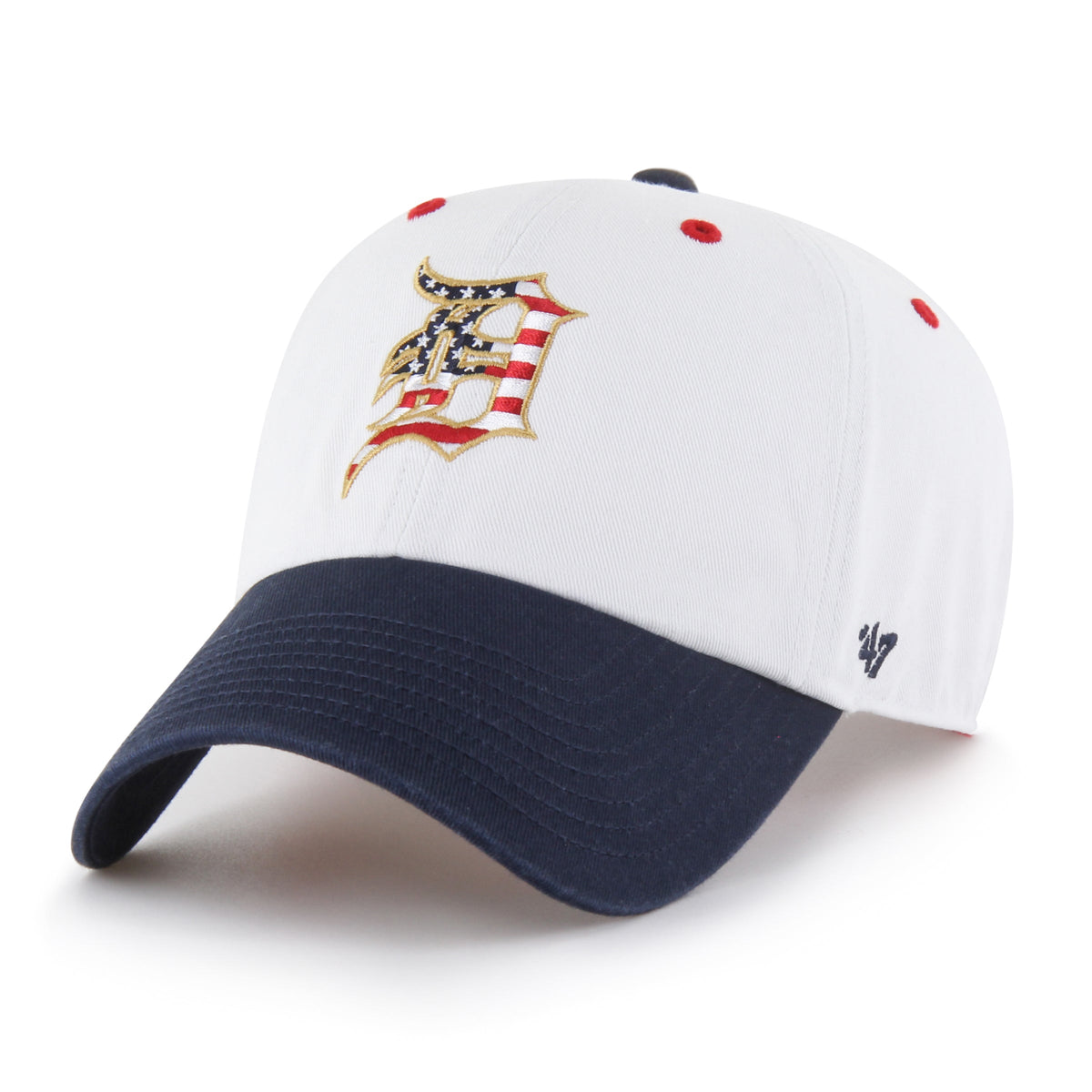 DETROIT TIGERS PATRIOTIC FLAG FILL '47 CLEAN UP WHITE