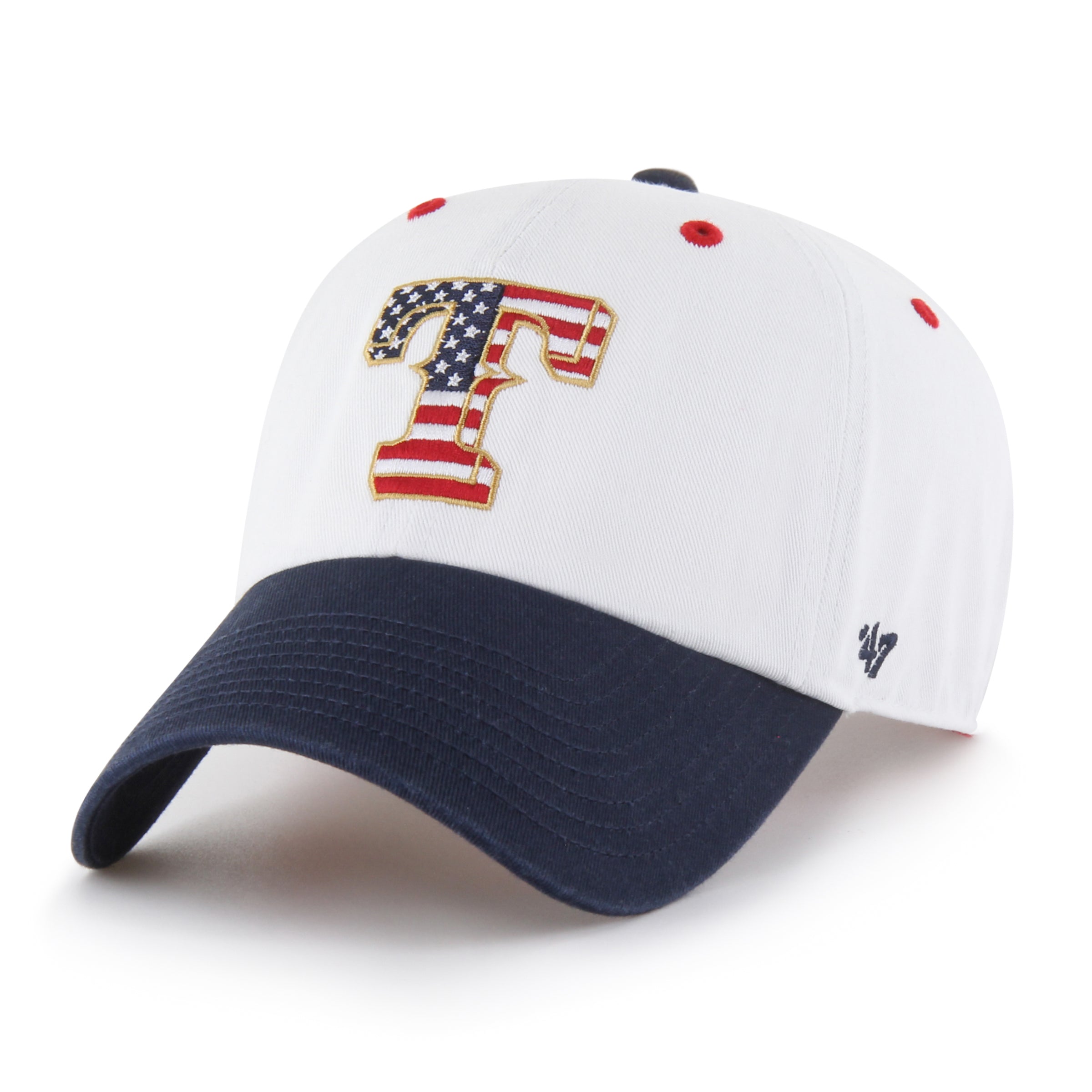 TEXAS RANGERS PATRIOTIC FLAG FILL '47 CLEAN UP WHITE