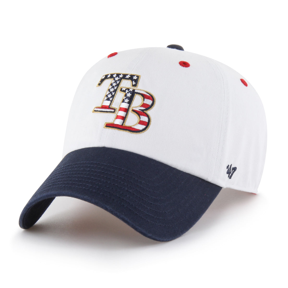 TAMPA BAY RAYS PATRIOTIC FLAG FILL '47 CLEAN UP WHITE