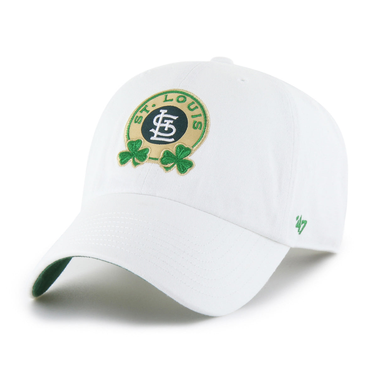 ST. LOUIS CARDINALS ST. PADDY'S DOUBLE SHAMROCK '47 CLEAN UP WHITE