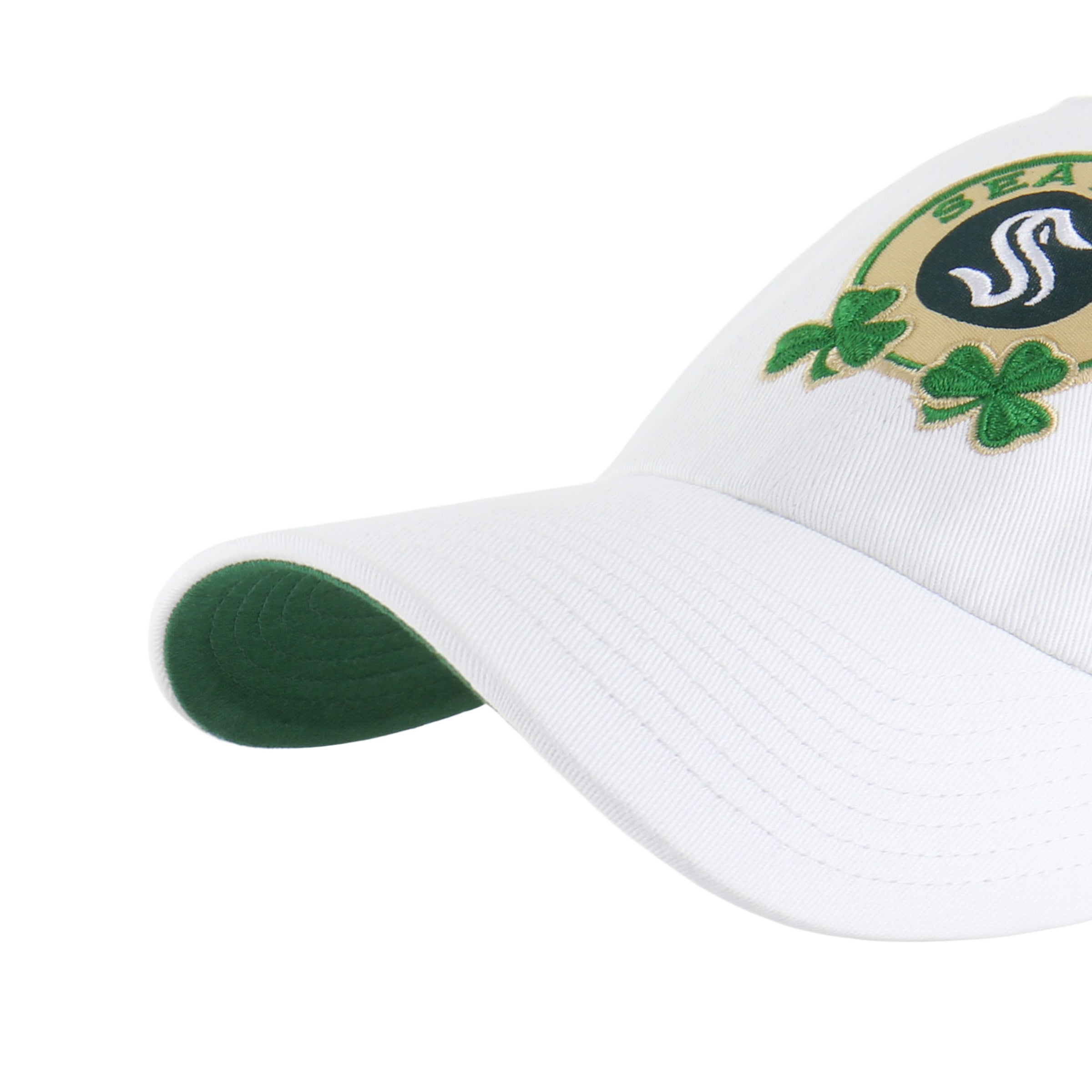 SEATTLE KRAKEN ST. PADDY'S DOUBLE SHAMROCK '47 CLEAN UP WHITE