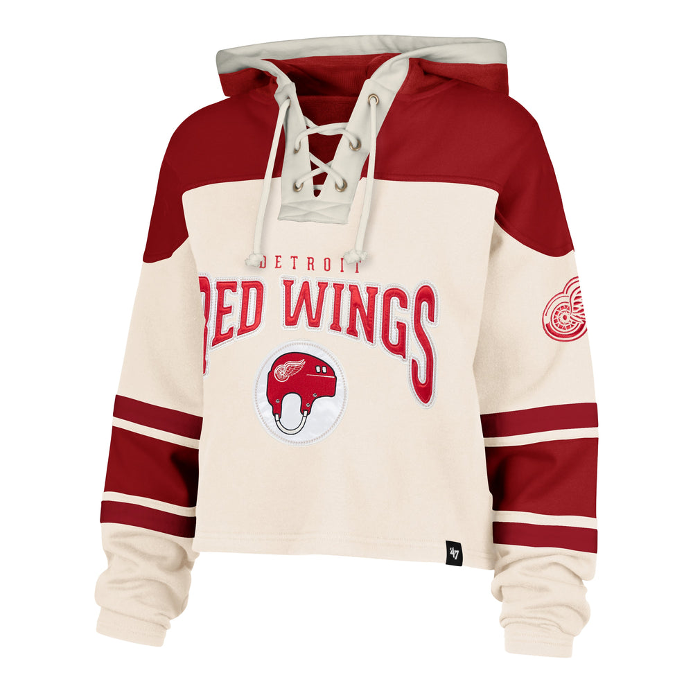 DETROIT RED WINGS SHOT BLOCK CROPPED '47 SUPERIOR LACER HOOD WOMENS CREAM