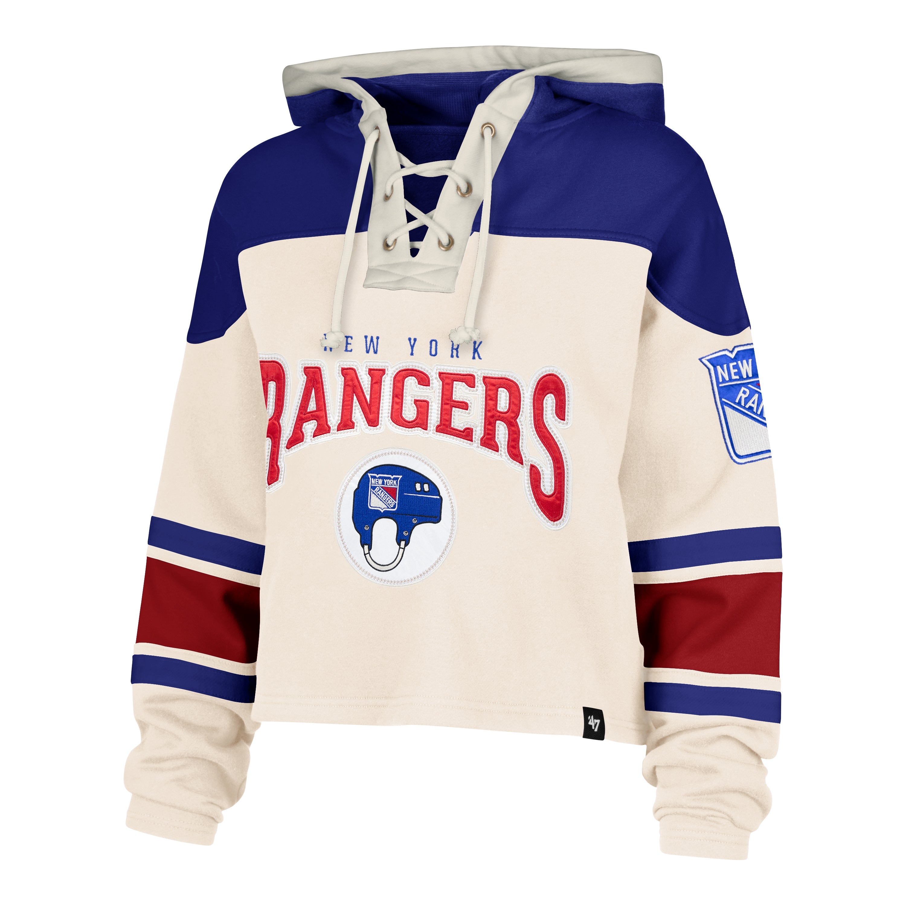 NEW YORK RANGERS SHOT BLOCK CROPPED '47 SUPERIOR LACER HOOD WOMENS CREAM