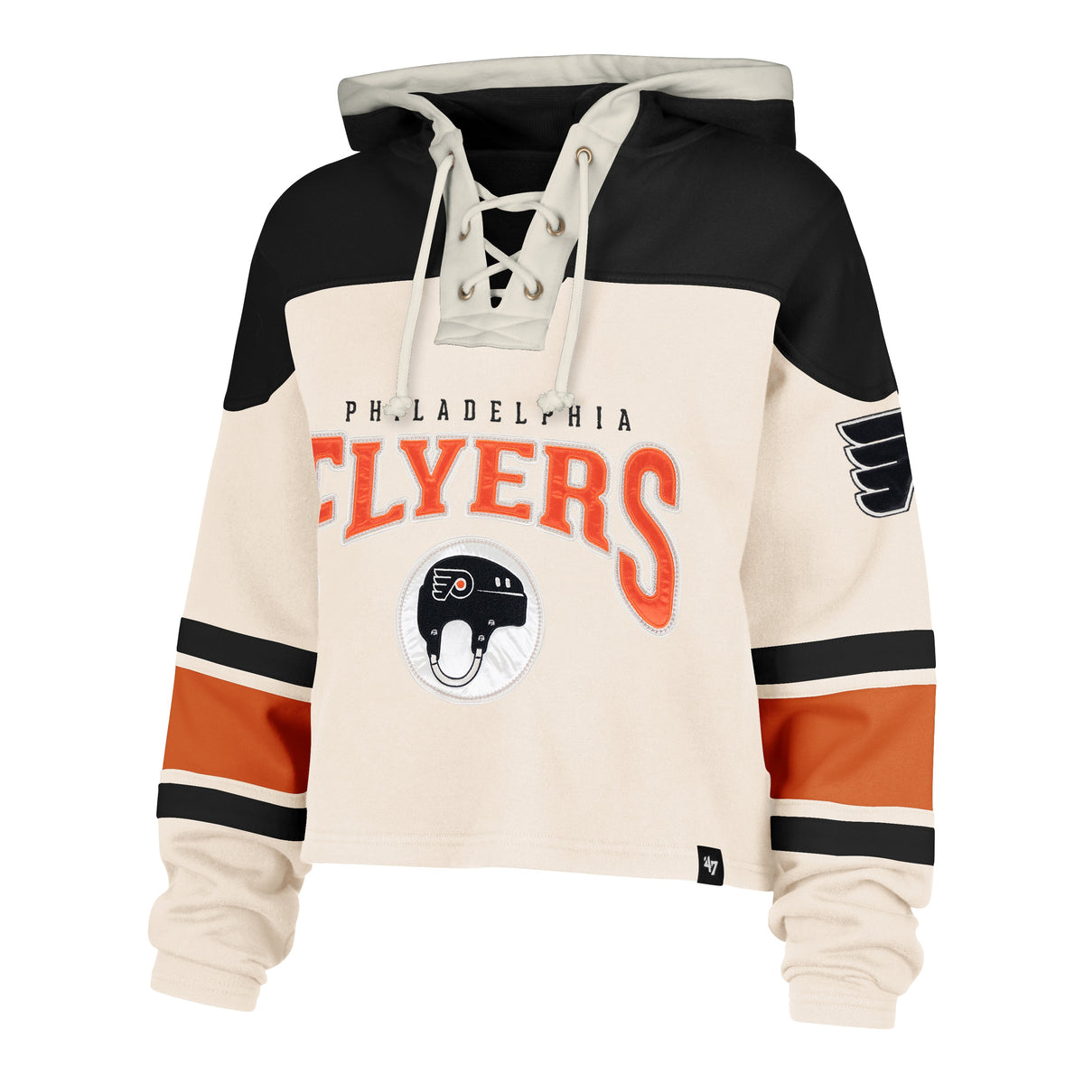 PHILADELPHIA FLYERS SHOT BLOCK CROPPED '47 SUPERIOR LACER HOOD WOMENS CREAM