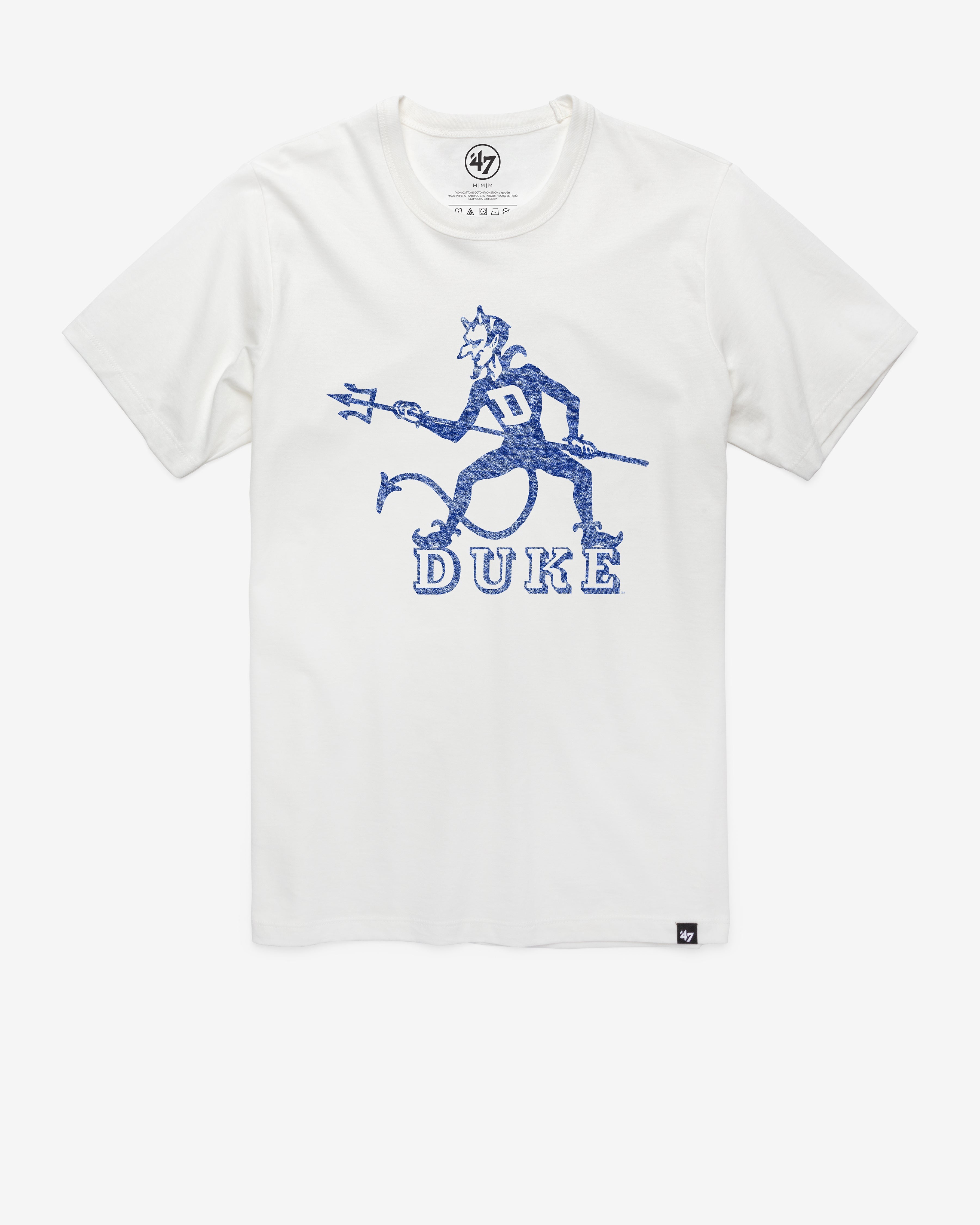 DUKE BLUE DEVILS VINTAGE PREMIER '47 FRANKLIN TEE WHITE WASH