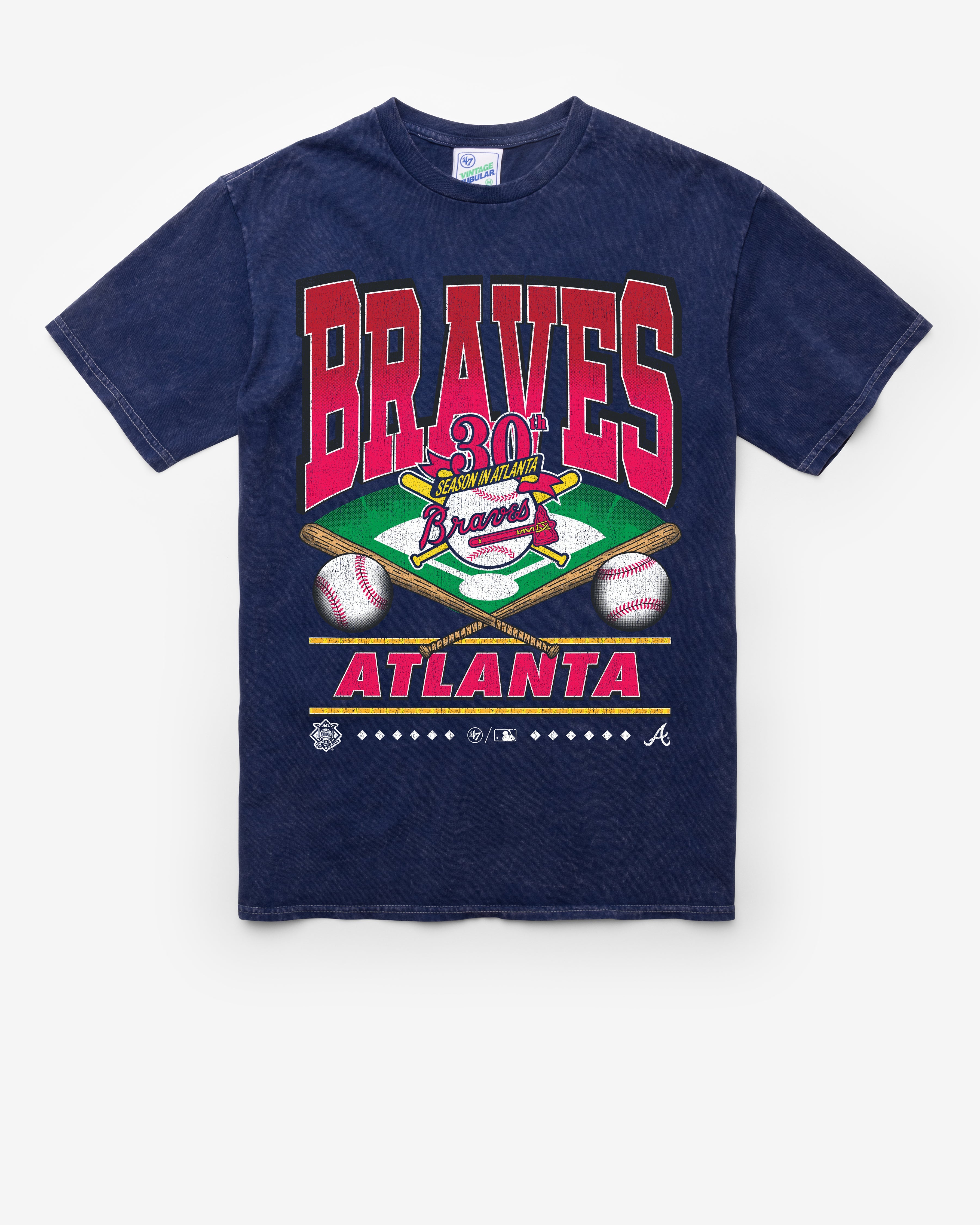 ATLANTA BRAVES COOPERSTOWN STRAIGHT SHOT VINTAGE '47 TUBULAR TEE DT NAVY