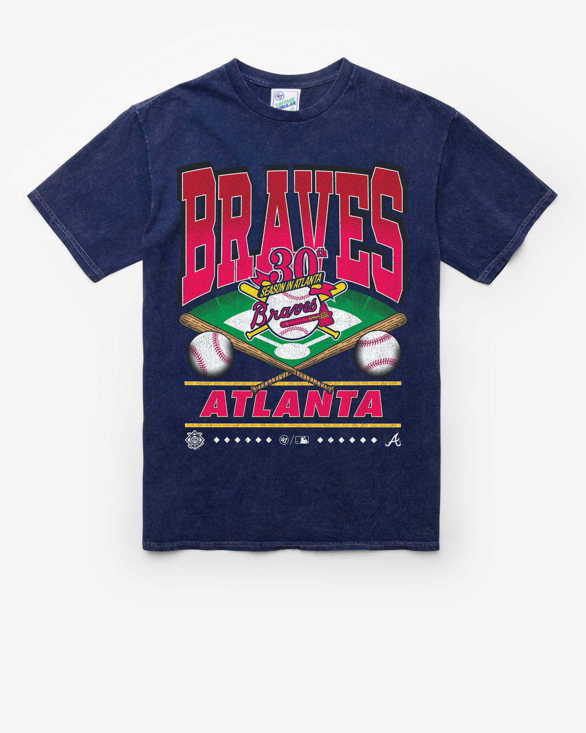 ATLANTA BRAVES COOPERSTOWN STRAIGHT SHOT VINTAGE '47 TUBULAR TEE DT NAVY