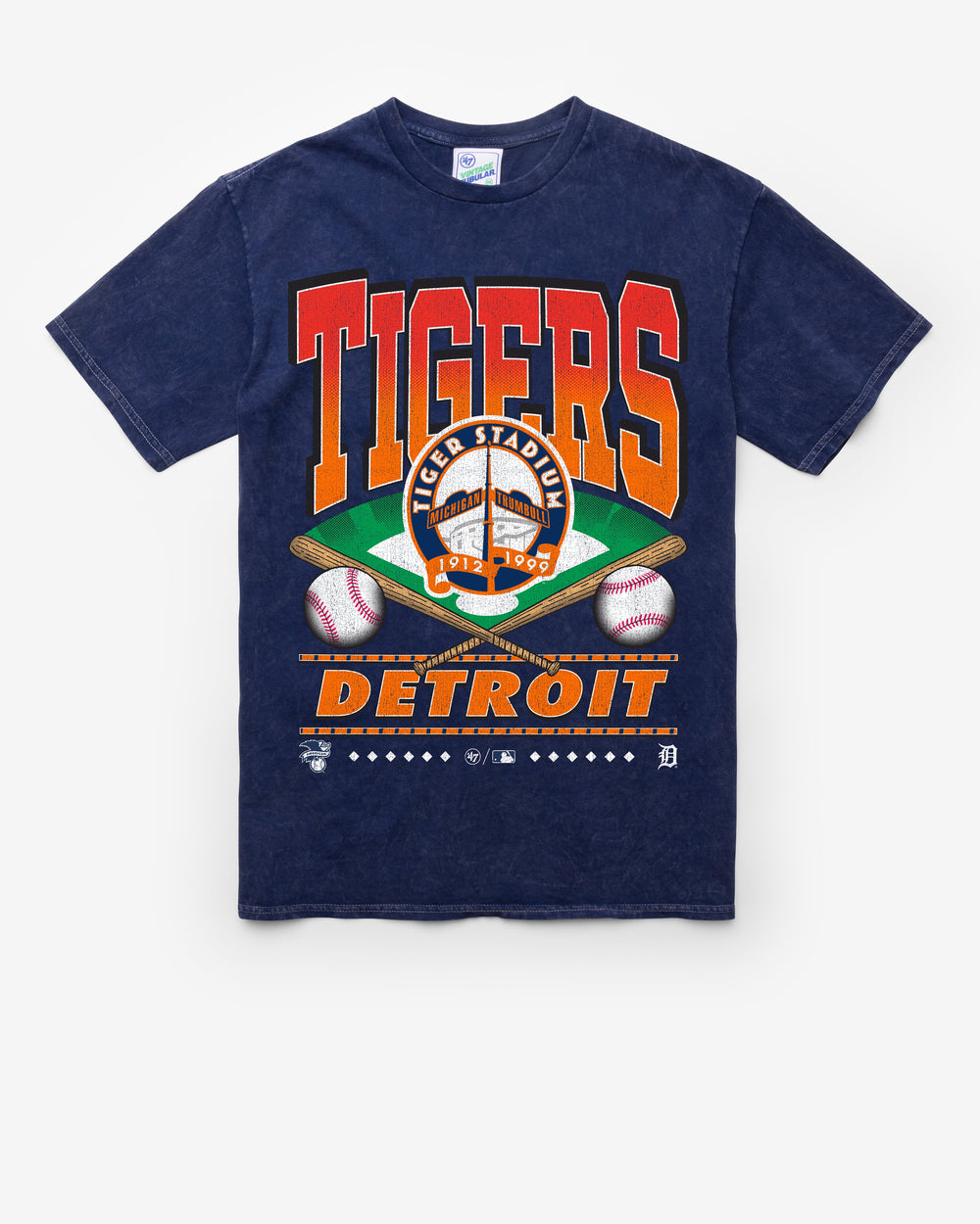 DETROIT TIGERS COOPERSTOWN STRAIGHT SHOT VINTAGE '47 TUBULAR TEE DT NAVY