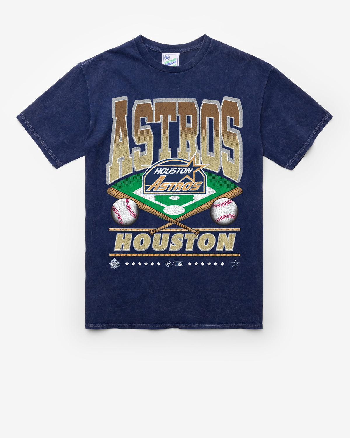 HOUSTON ASTROS COOPERSTOWN STRAIGHT SHOT VINTAGE '47 TUBULAR TEE DT NAVY