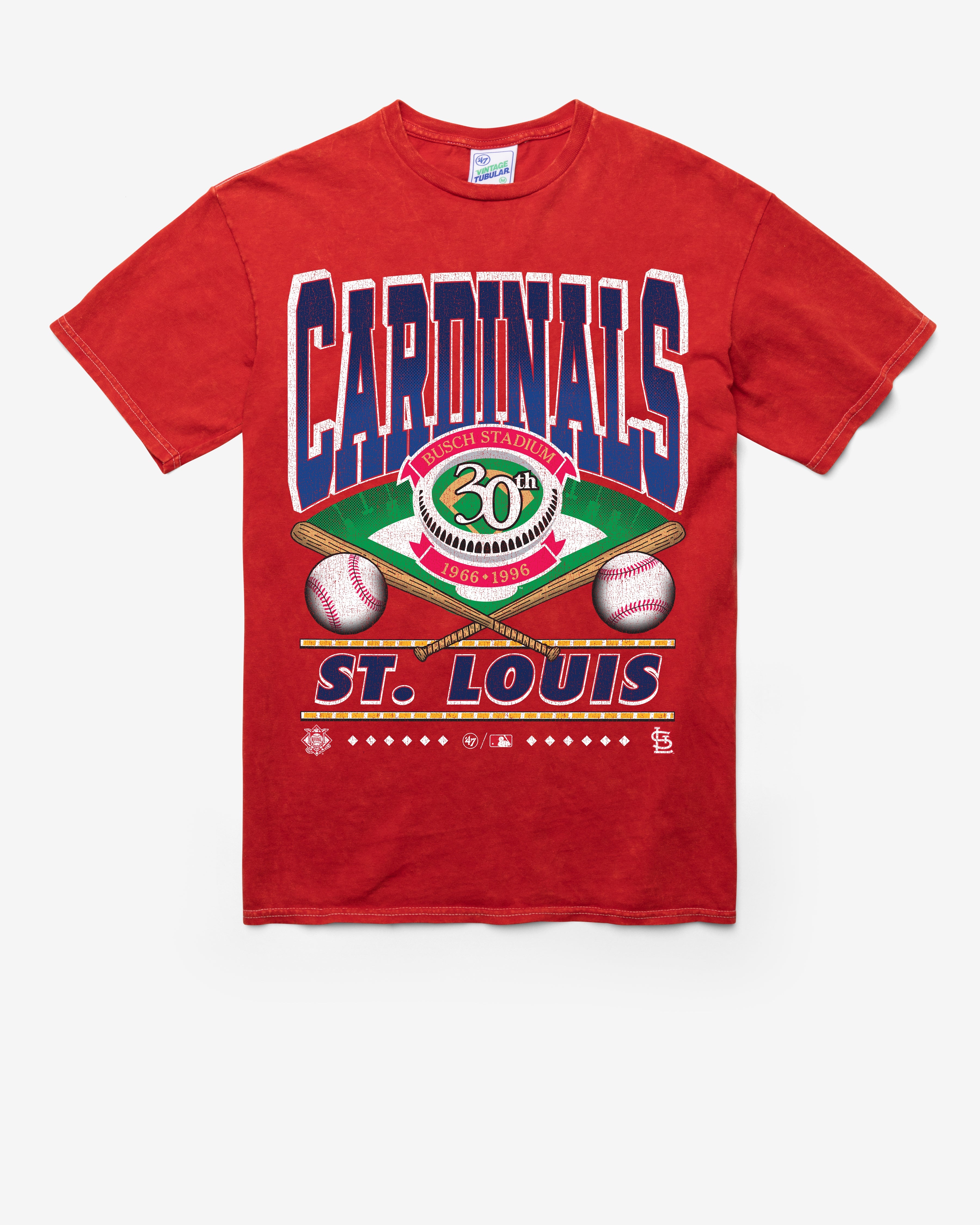 ST. LOUIS CARDINALS COOPERSTOWN STRAIGHT SHOT VINTAGE '47 TUBULAR TEE DT RED