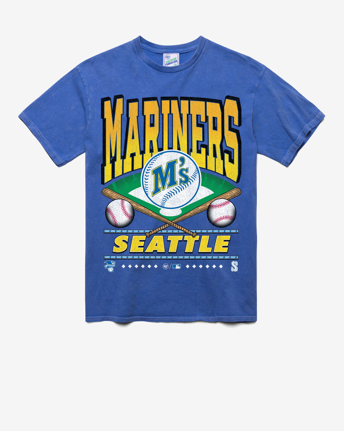 SEATTLE MARINERS COOPERSTOWN STRAIGHT SHOT VINTAGE '47 TUBULAR TEE DT CALI BLUE