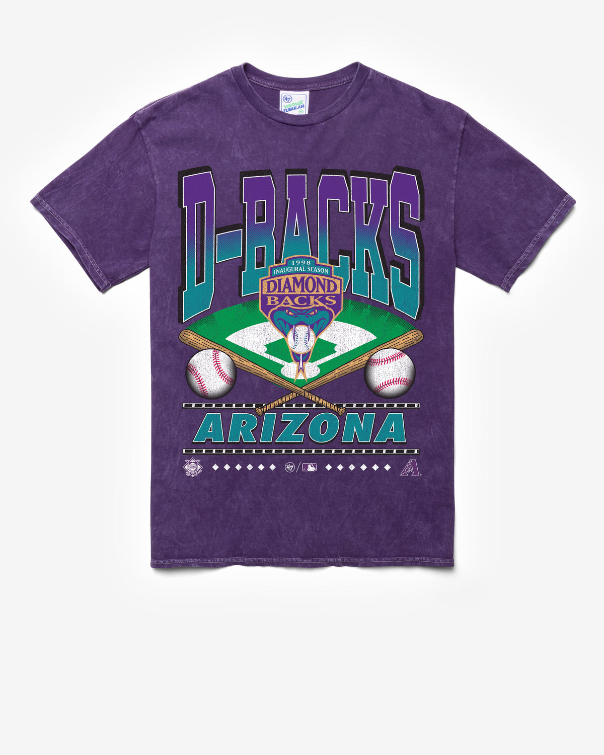 ARIZONA DIAMONDBACKS COOPERSTOWN STRAIGHT SHOT VINTAGE '47 TUBULAR TEE DT PURPLE
