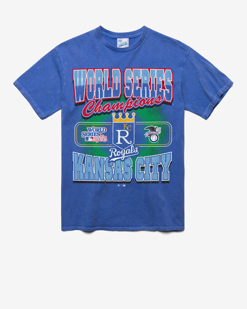 KANSAS CITY ROYALS COOPERSTOWN WORLD SERIES LOCKER VINTAGE '47 TUBULAR TEE DT CALI BLUE