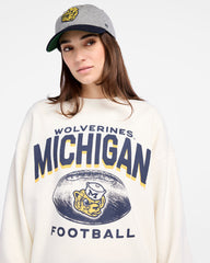 MICHIGAN WOLVERINES VINTAGE ARCH CLOUD '47 OVERSIZED CREW WOMENS SANDSTONE