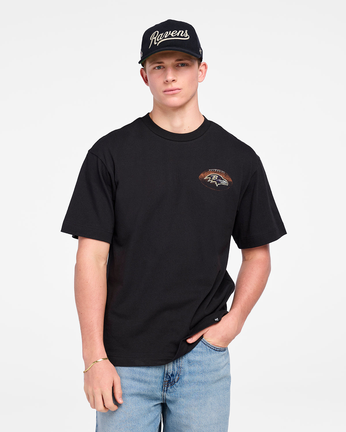 BALTIMORE RAVENS GAME ON '47 FOUNDATION TEE BLACK