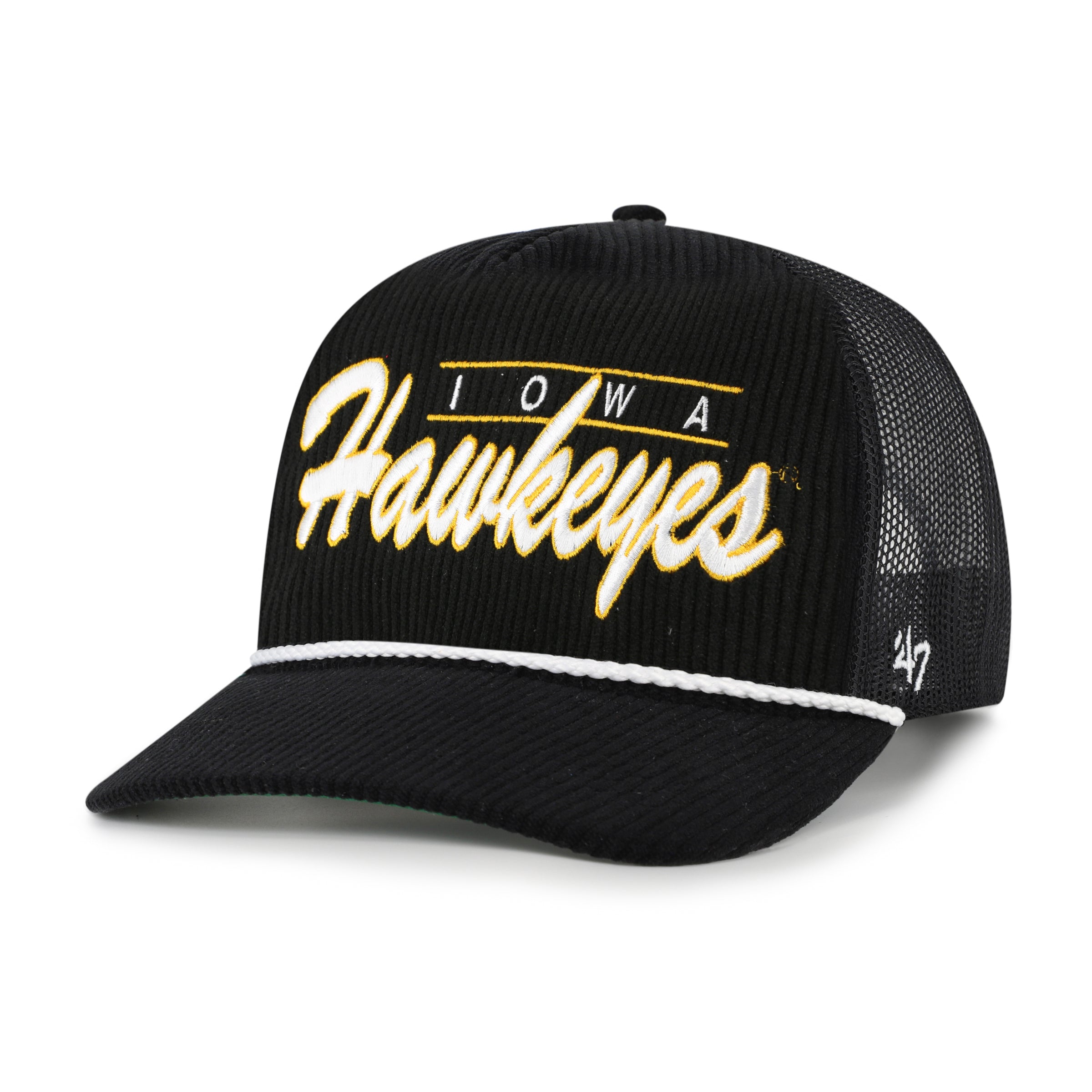 IOWA HAWKEYES DOUBLE HEADER MESH '47 HITCH RF RELAXED FIT BLACK