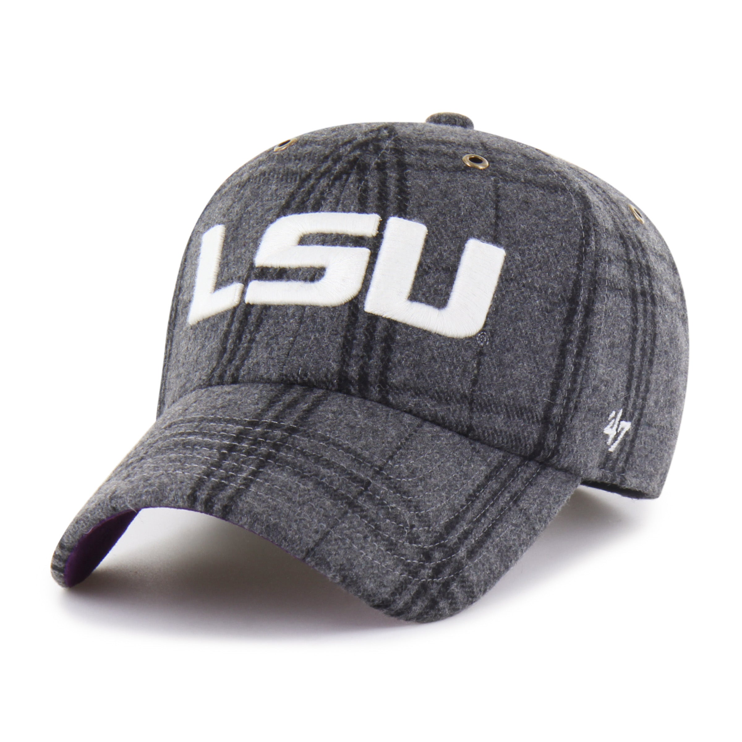 LOUISIANA STATE TIGERS LSU WINDOWPANE PLAID '47 CLEAN UP DARK GRAY