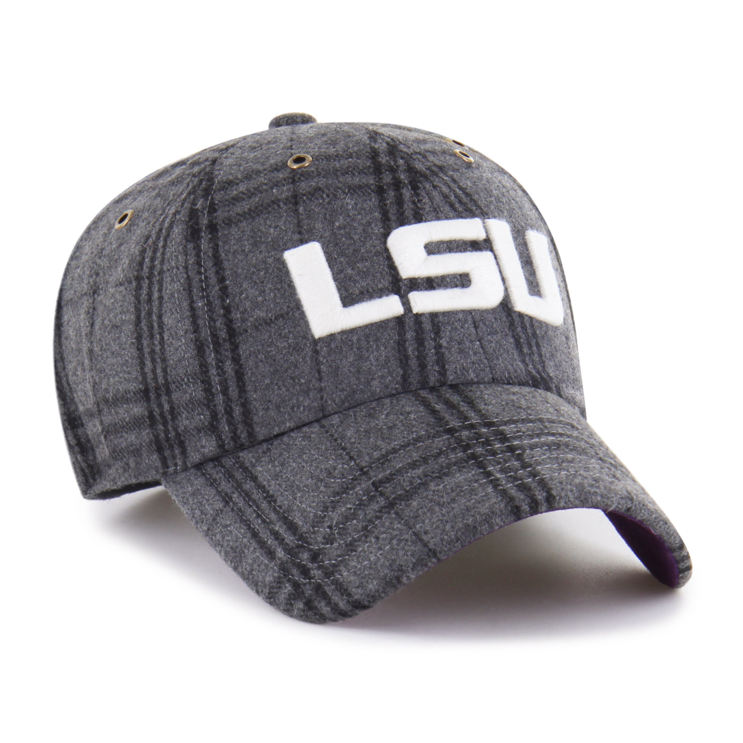 LOUISIANA STATE TIGERS LSU WINDOWPANE PLAID '47 CLEAN UP DARK GRAY