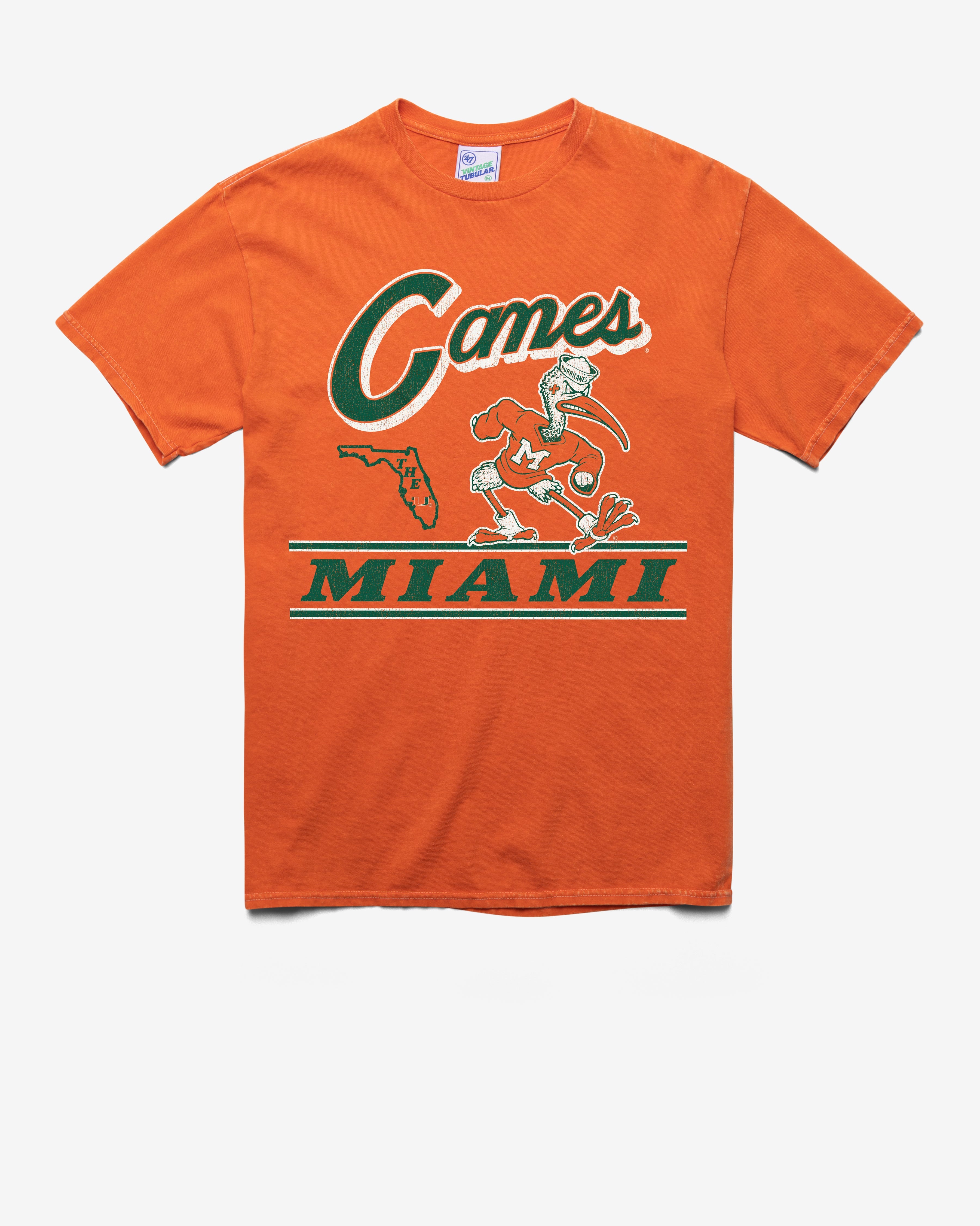 MIAMI HURRICANES FLY BY VINTAGE '47 TUBULAR TEE DT ORANGE