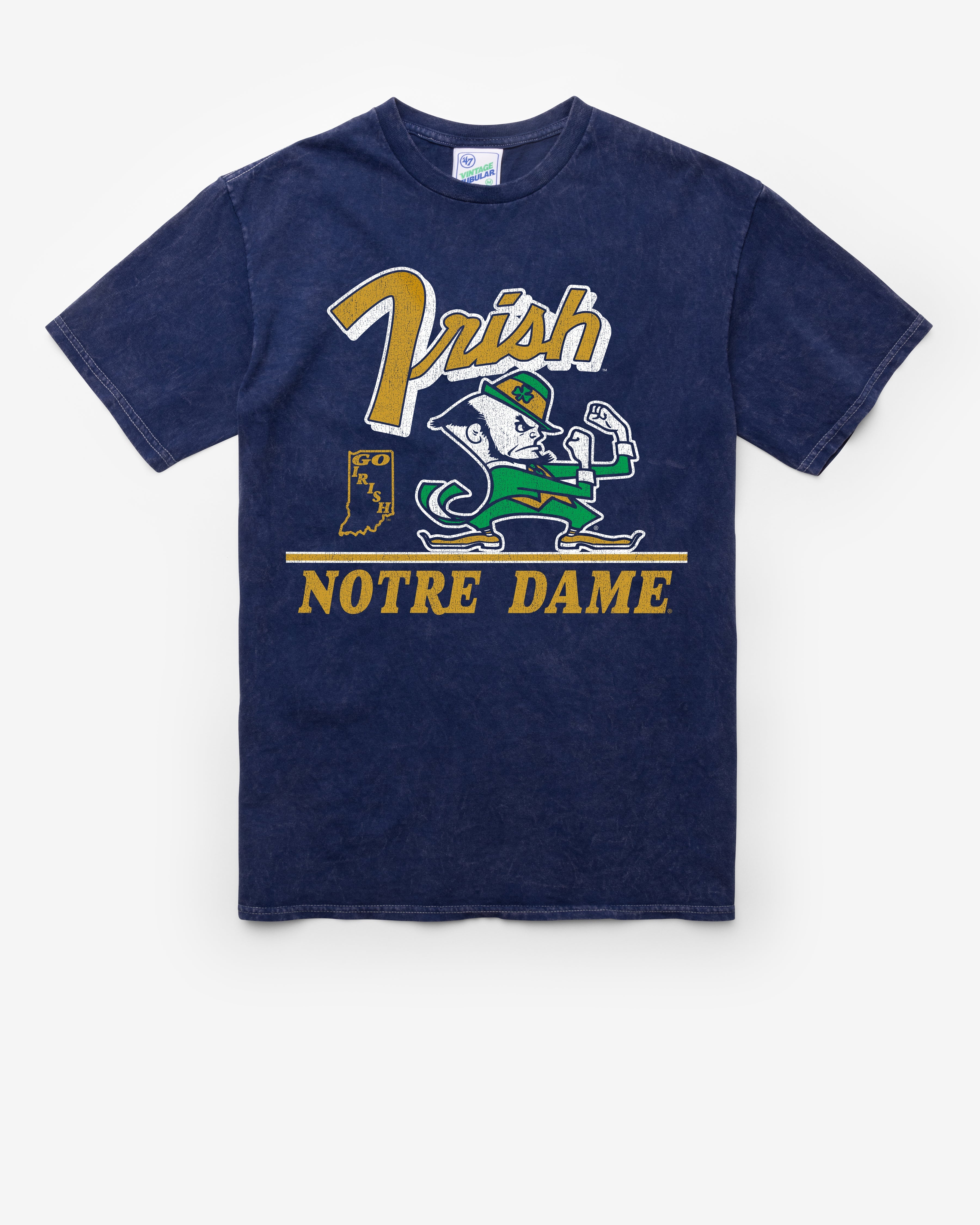 NOTRE DAME FIGHTING IRISH FLY BY VINTAGE '47 TUBULAR TEE DT NAVY
