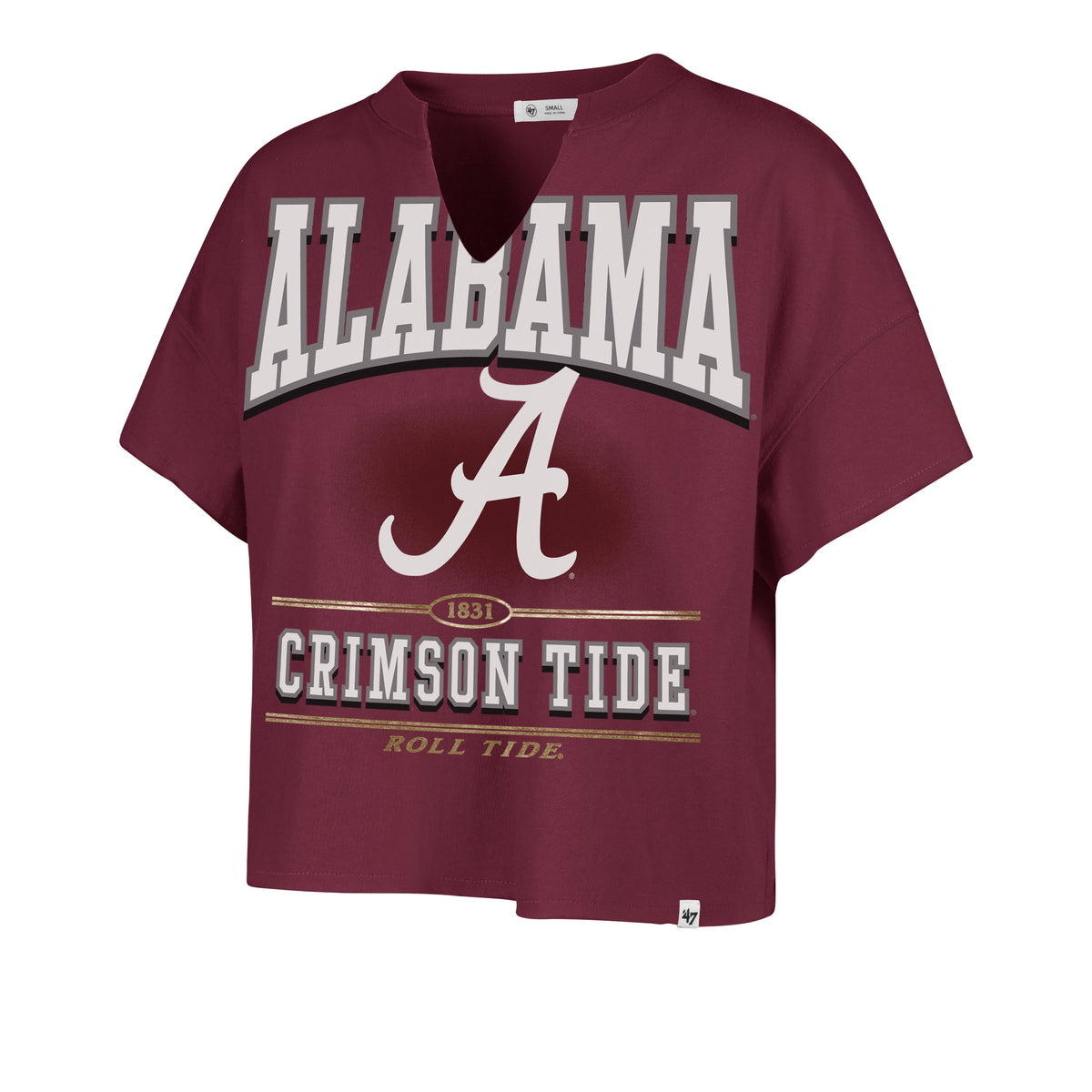 ALABAMA CRIMSON TIDE ELATION '47 OVERSIZED NOTCH NECK TEE WOMENS CARDINAL
