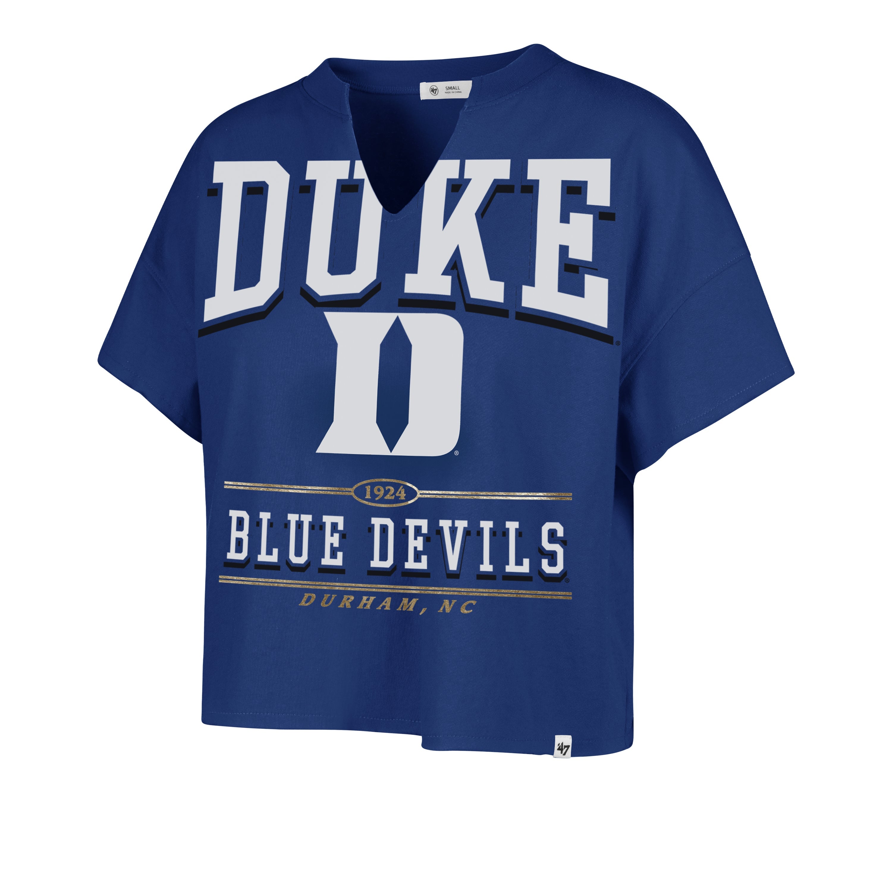 DUKE BLUE DEVILS ELATION '47 OVERSIZED NOTCH NECK TEE WOMENS ROYAL