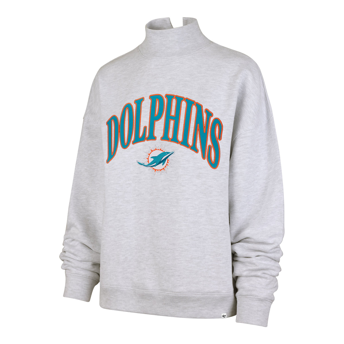 MIAMI DOLPHINS VANTAGE '47 MOCK NECK PULLOVER WOMENS RELAY GREY