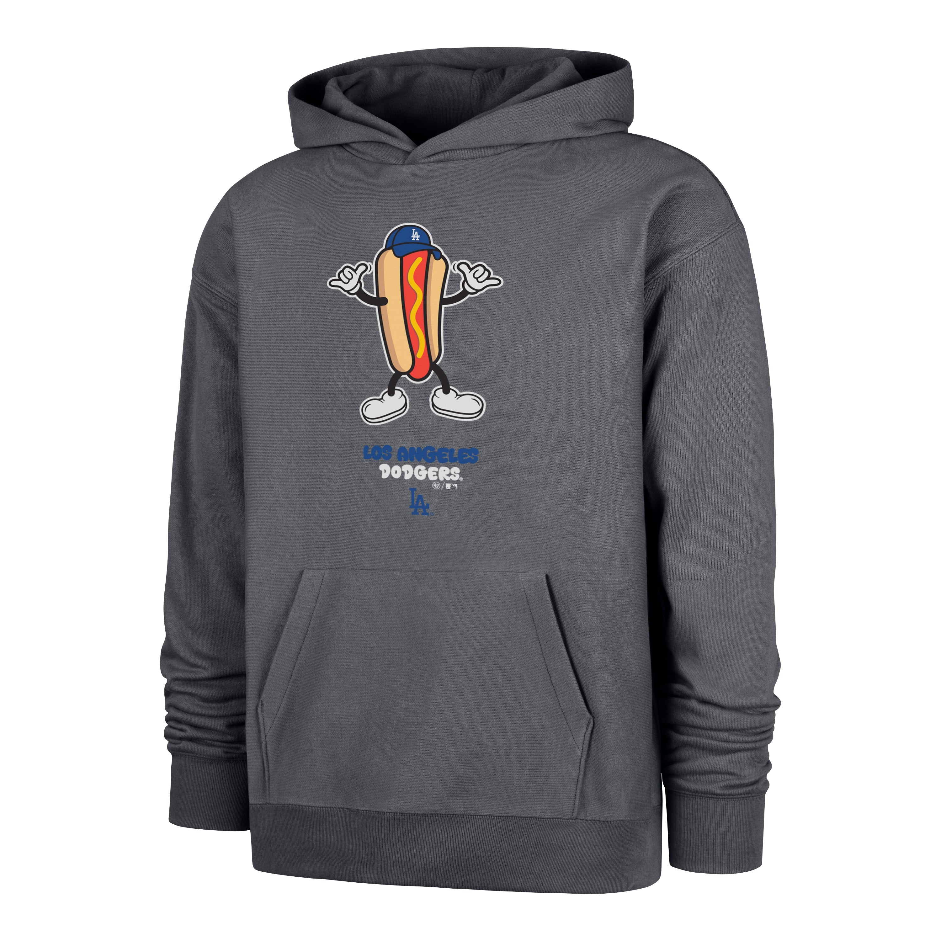 LOS ANGELES DODGERS CARTOON '47 FOUNDATION HOOD VINTAGE NAVY