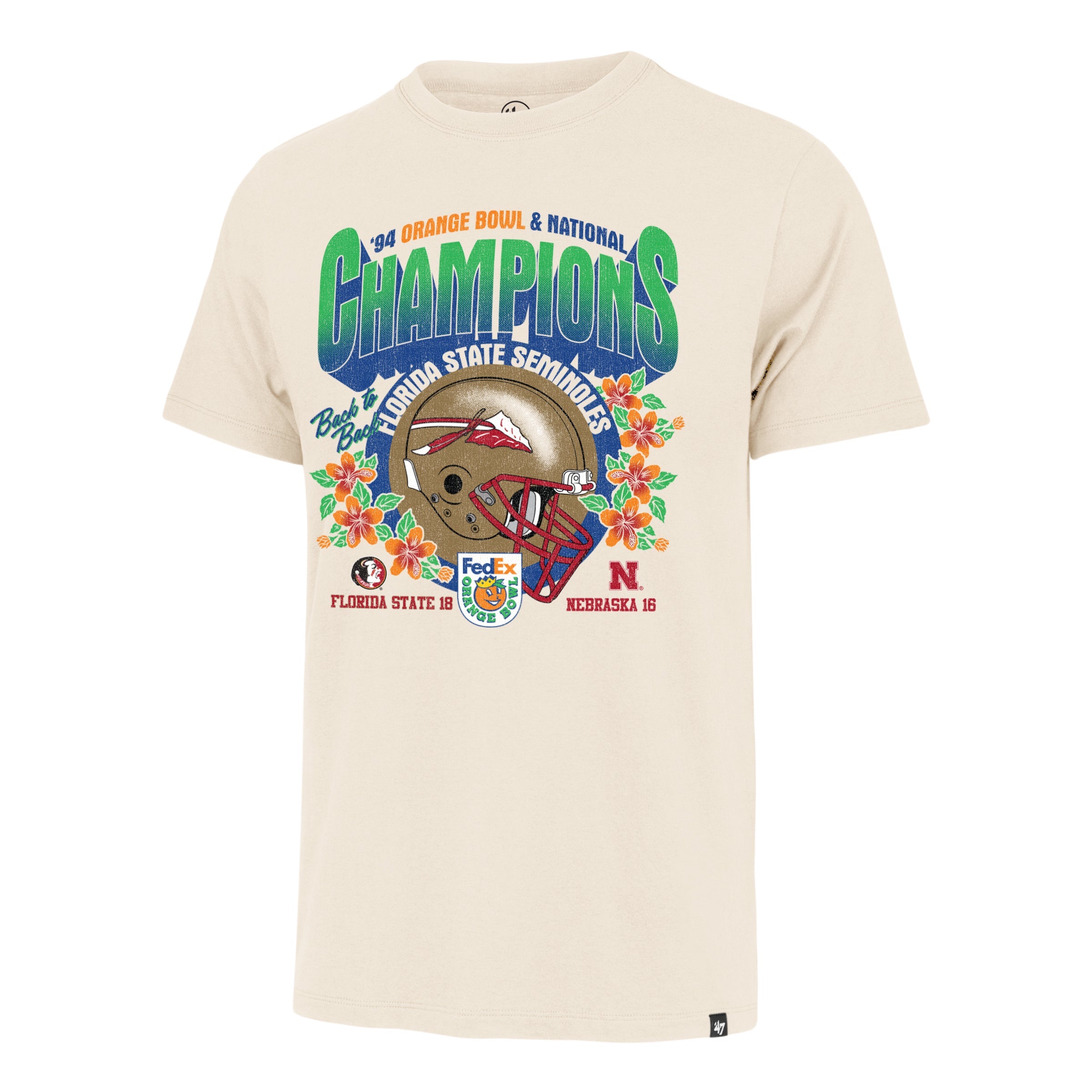 FLORIDA STATE SEMINOLES ORANGE BOWL HISTORY '47 FRANKLIN TEE CREAM
