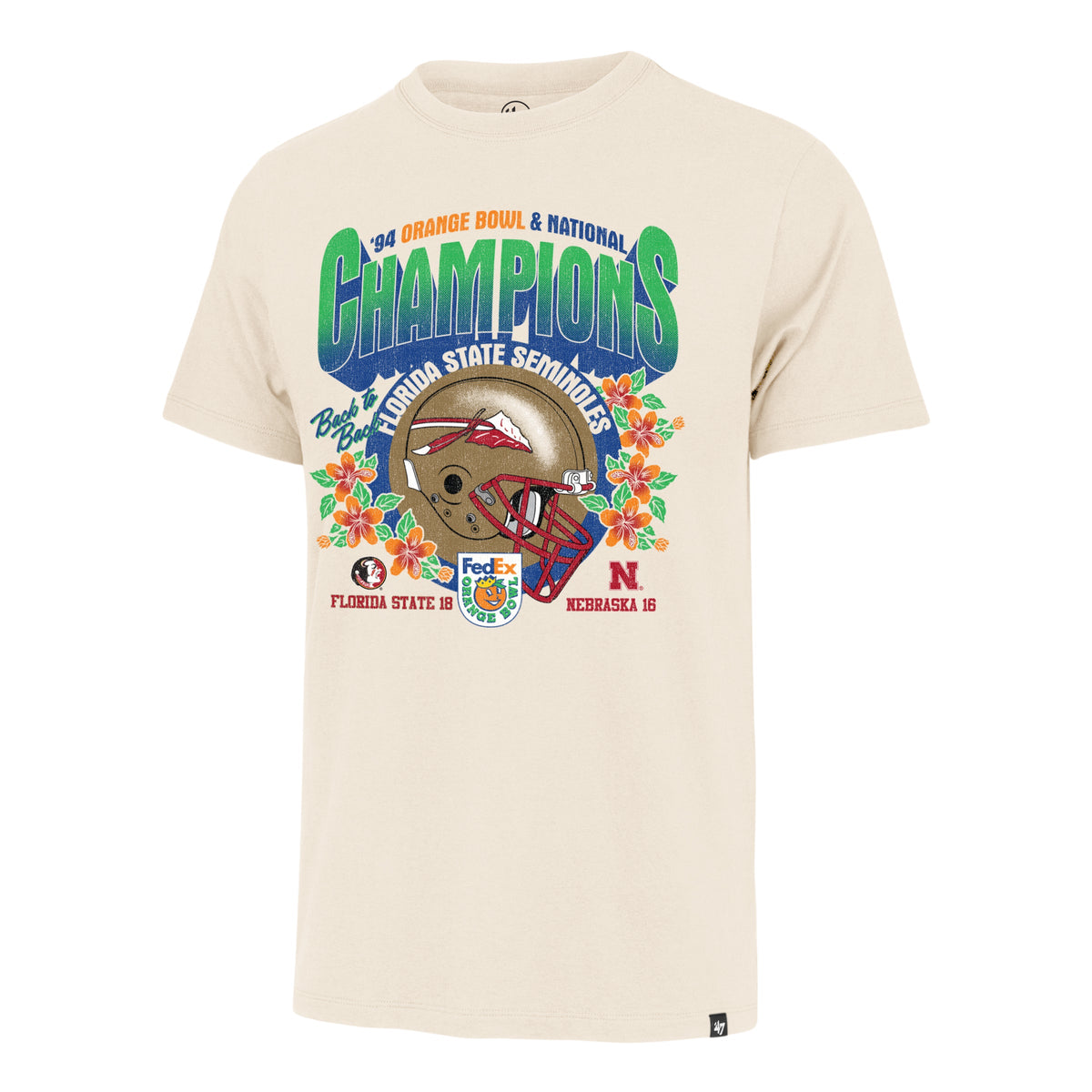 FLORIDA STATE SEMINOLES ORANGE BOWL HISTORY '47 FRANKLIN TEE CREAM
