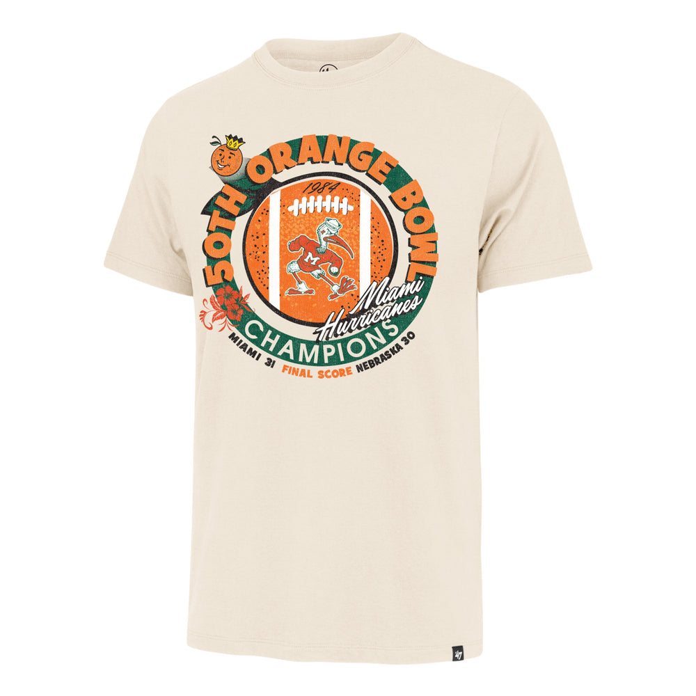 MIAMI HURRICANES ORANGE BOWL HISTORY '47 FRANKLIN TEE CREAM