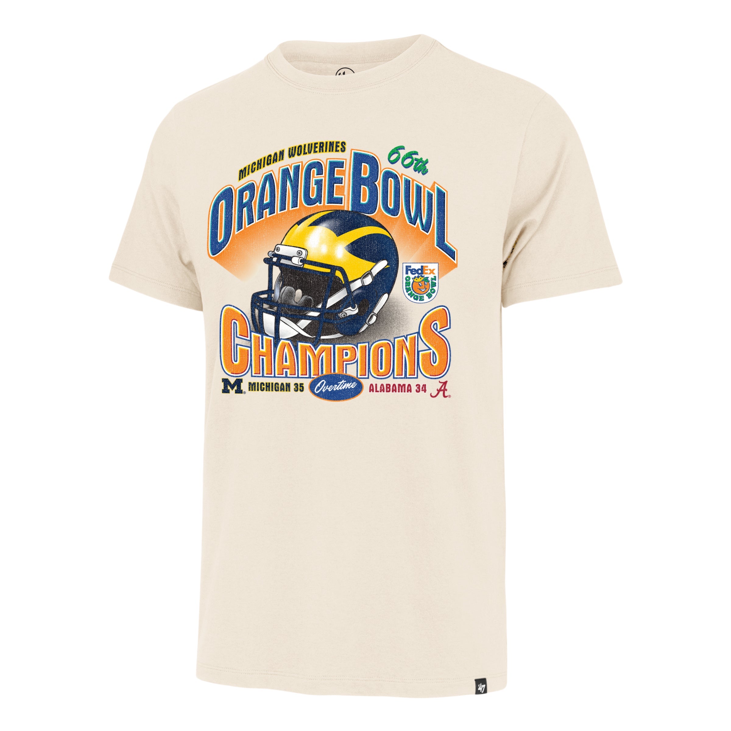MICHIGAN WOLVERINES ORANGE BOWL HISTORY '47 FRANKLIN TEE CREAM