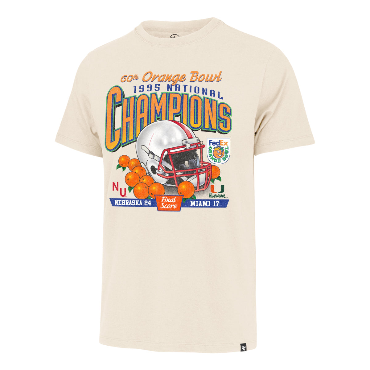 NEBRASKA CORNHUSKERS ORANGE BOWL HISTORY '47 FRANKLIN TEE CREAM