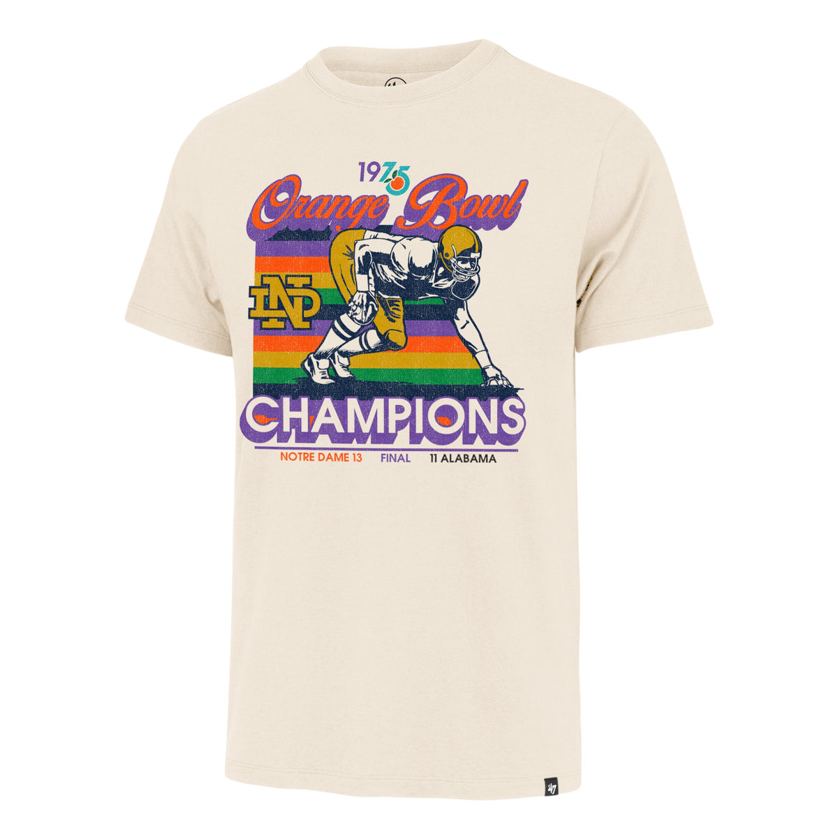 NOTRE DAME FIGHTING IRISH ORANGE BOWL HISTORY '47 FRANKLIN TEE CREAM