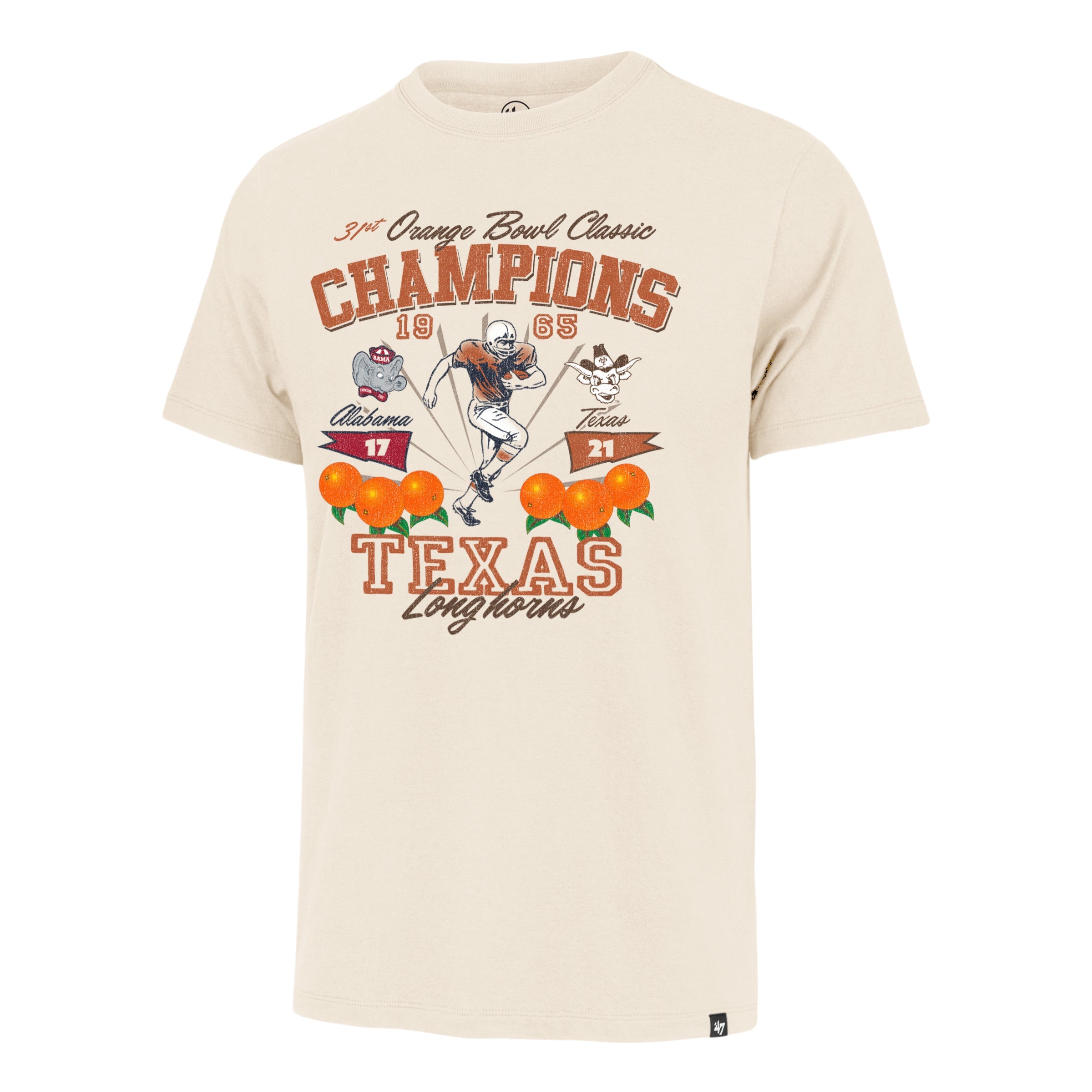 TEXAS LONGHORNS ORANGE BOWL HISTORY '47 FRANKLIN TEE CREAM