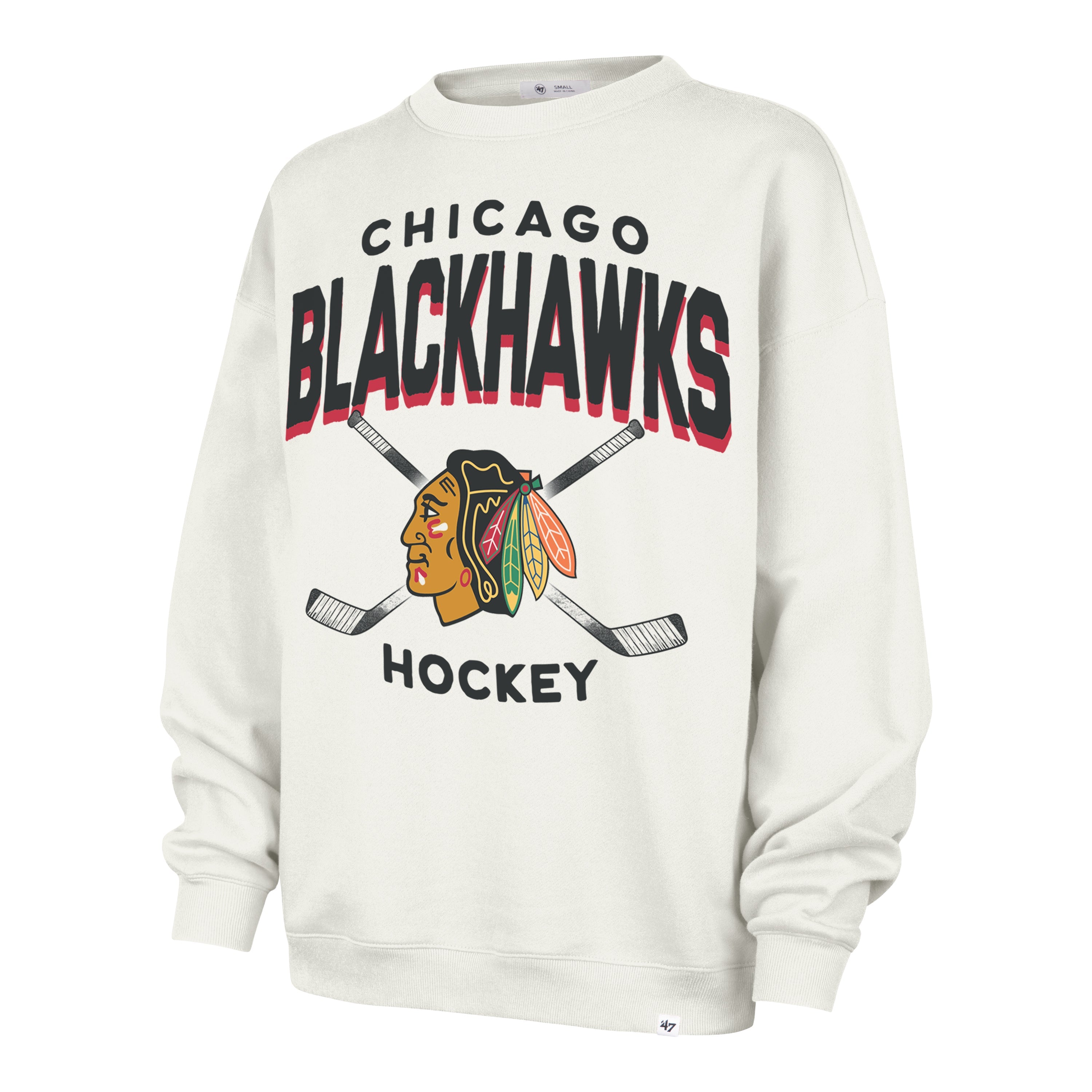 CHICAGO BLACKHAWKS ARCH CLOUD '47 OVERSIZED CREW WOMENS SANDSTONE