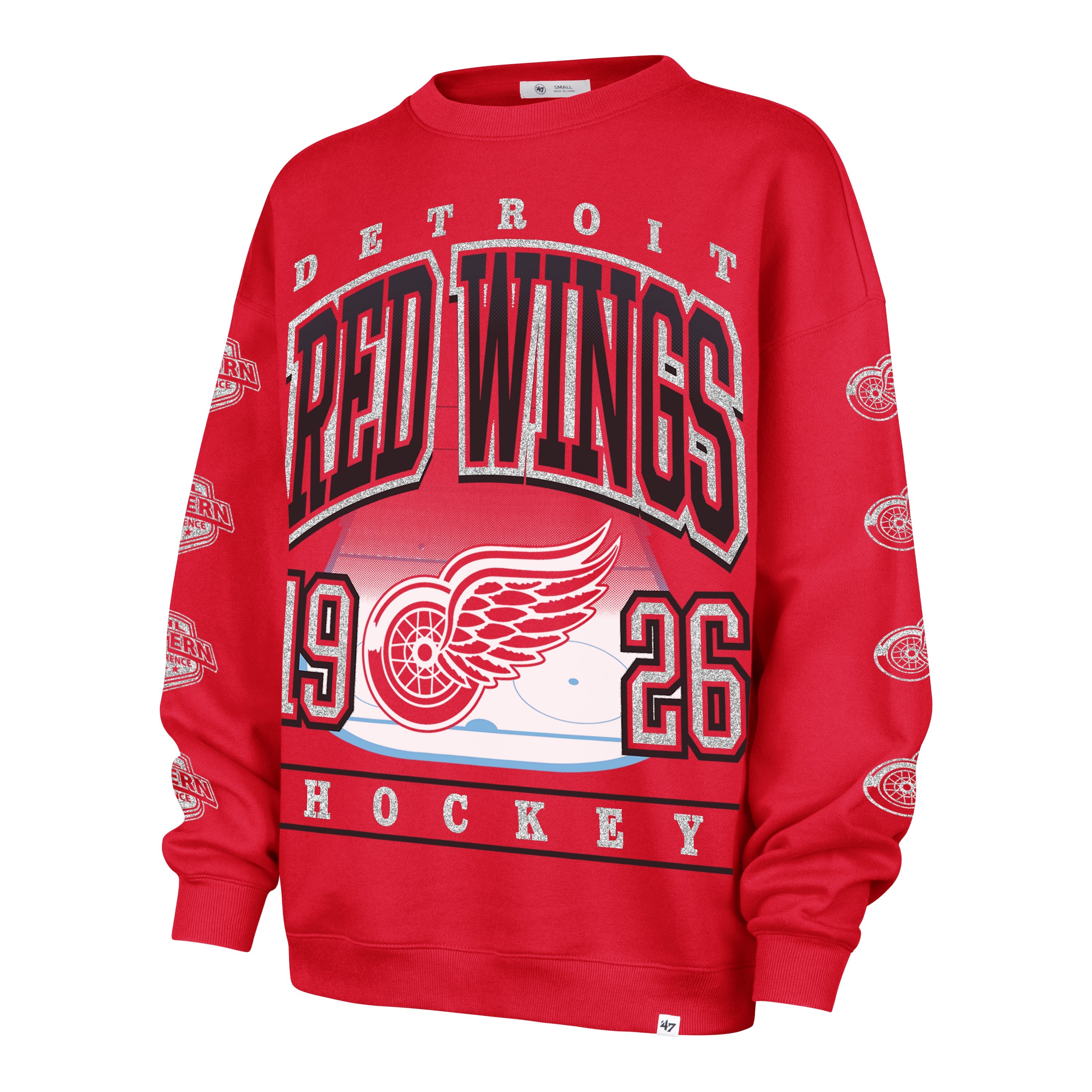 DETROIT RED WINGS GO BIG '47 OVERSIZED CREW WOMENS RED
