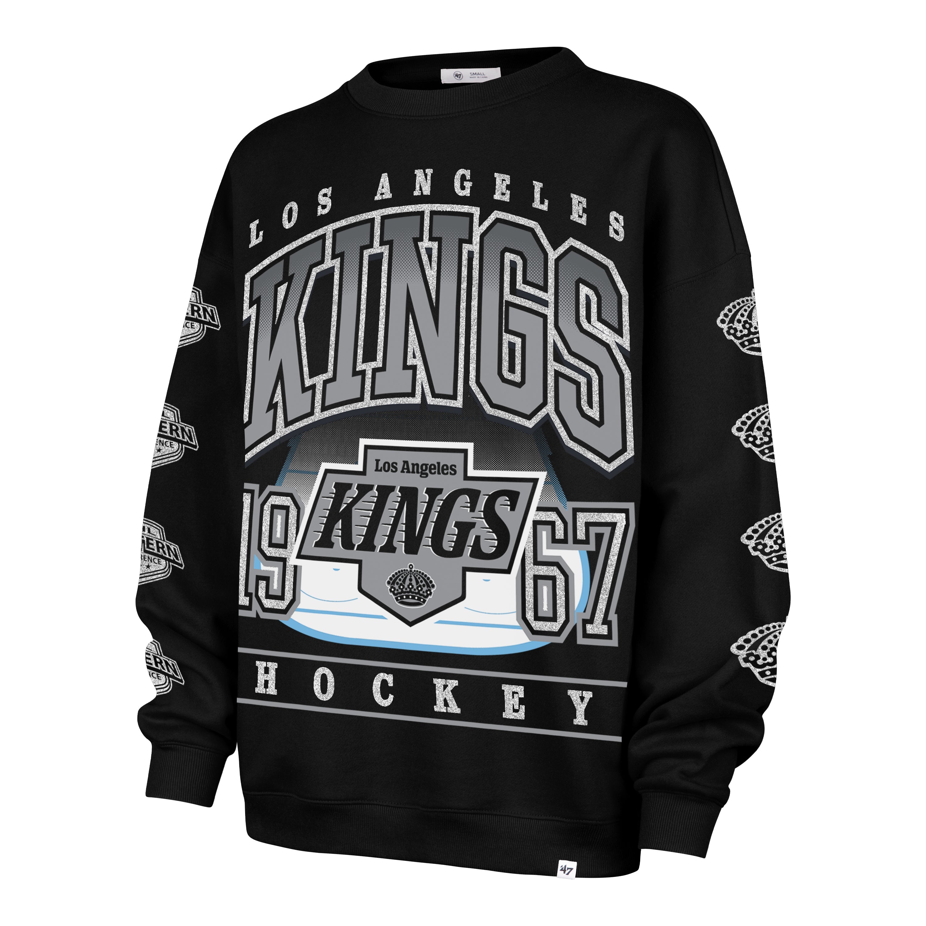 LOS ANGELES KINGS GO BIG '47 OVERSIZED CREW WOMENS JET BLACK