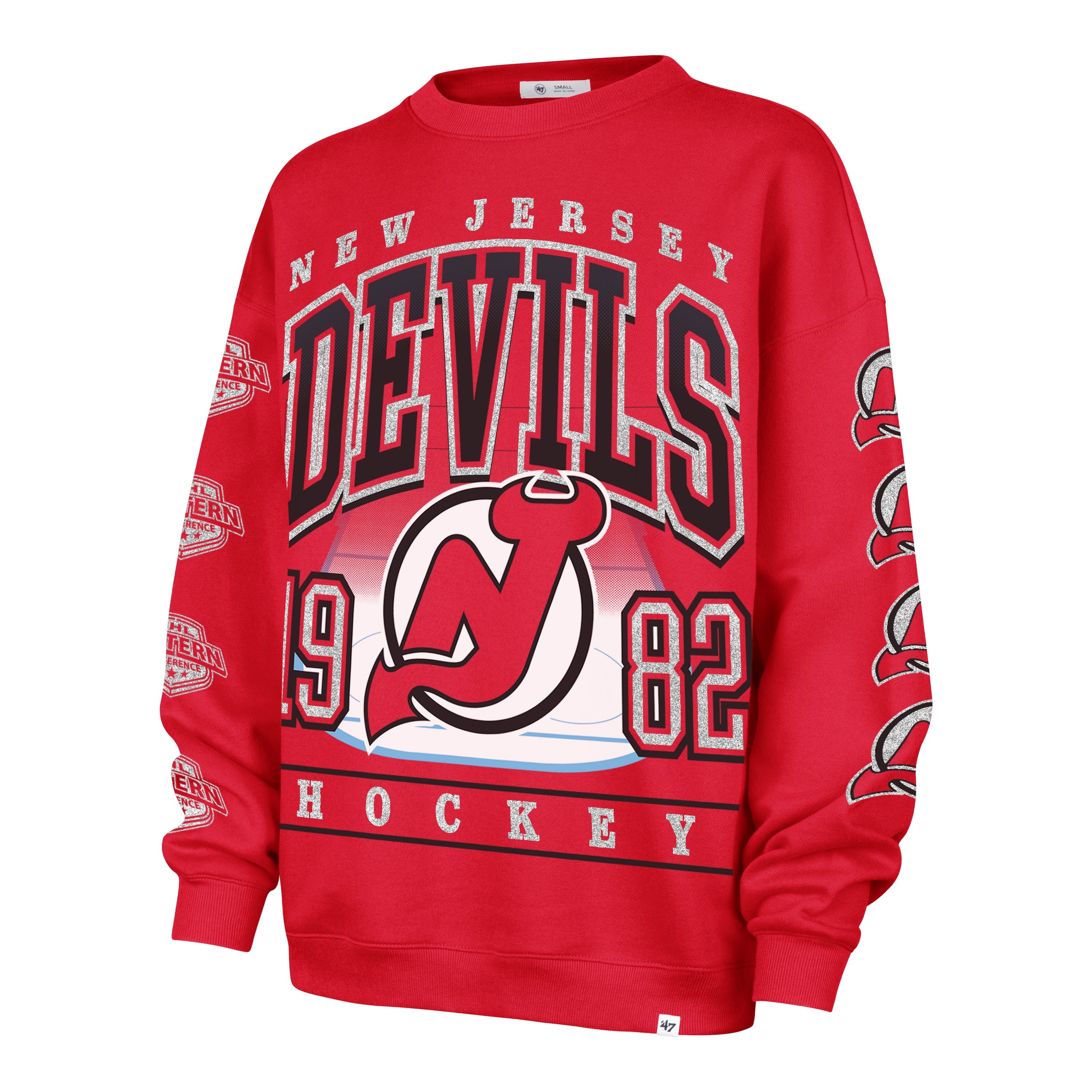 NEW JERSEY DEVILS GO BIG '47 OVERSIZED CREW WOMENS RED