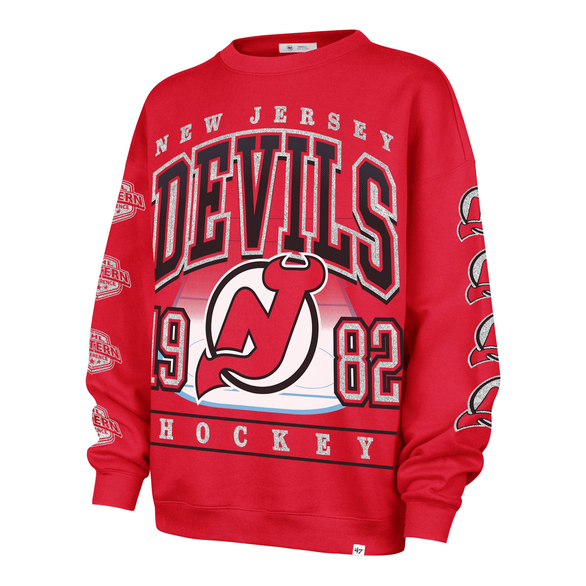 NEW JERSEY DEVILS GO BIG '47 OVERSIZED CREW WOMENS RED