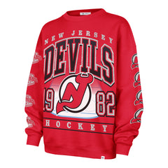 NEW JERSEY DEVILS GO BIG '47 OVERSIZED CREW WOMENS RED