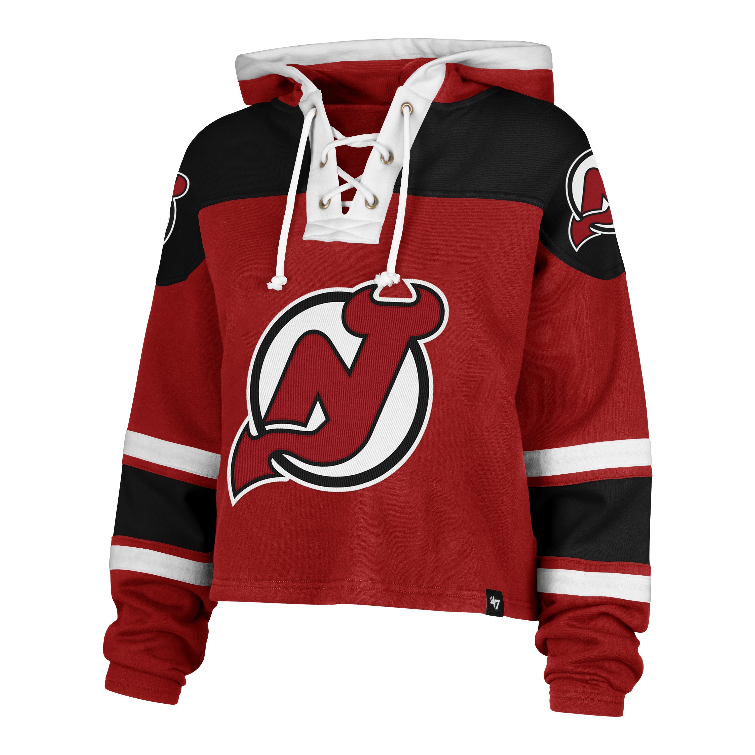 NEW JERSEY DEVILS CROPPED SUPERIOR '47 LACER HOOD WOMENS RED