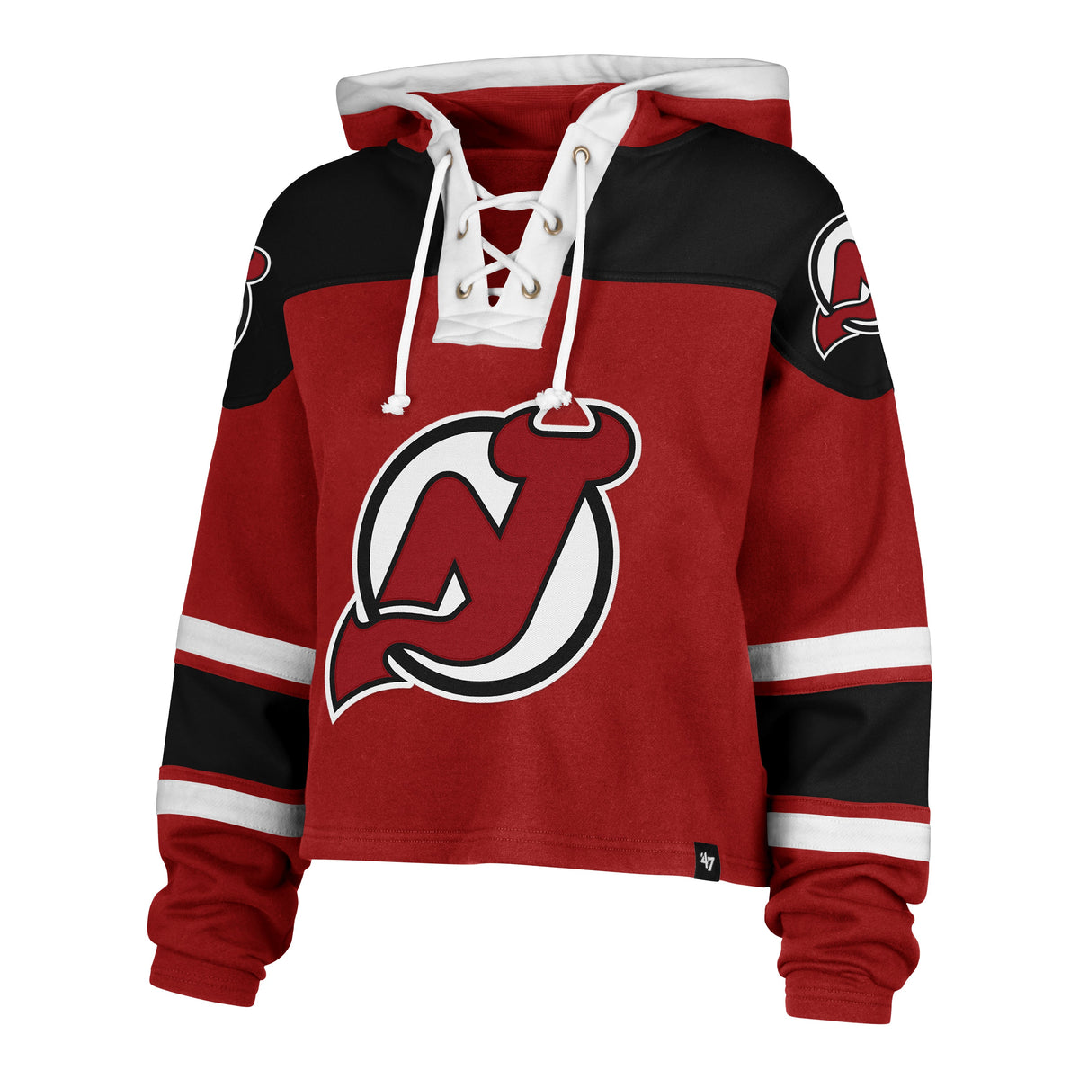 NEW JERSEY DEVILS CROPPED SUPERIOR '47 LACER HOOD WOMENS RED