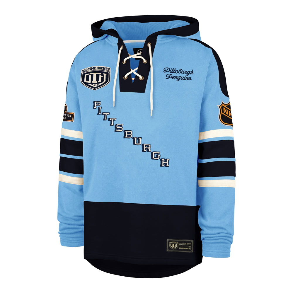 OLD TIME HOCKEY PITTSBURGH PENGUINS VINTAGE PUCK DROP DUAL '47 HERITAGE LACER CAROLINA